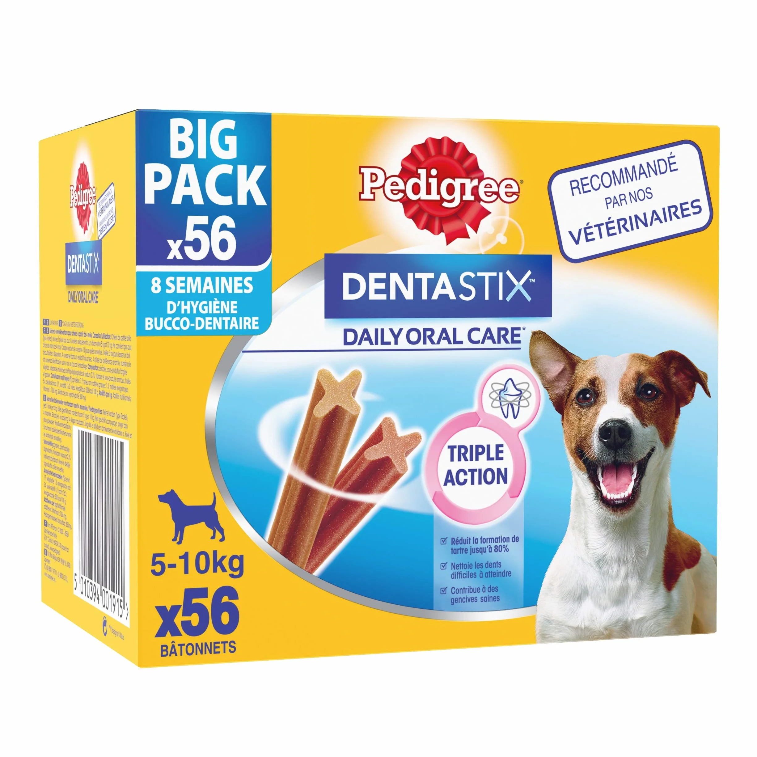 Pedigree Dentastix Friandises pour petit chien 56 bâtonnets hygiène bucco-dentaire 880 g