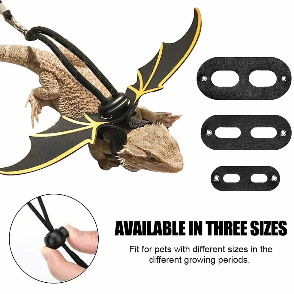 Harnais de Laisse pour Reptiles Lot de 3 Ailes Réglables pour Lézard Dragon Barbu Sécurité Plein Air