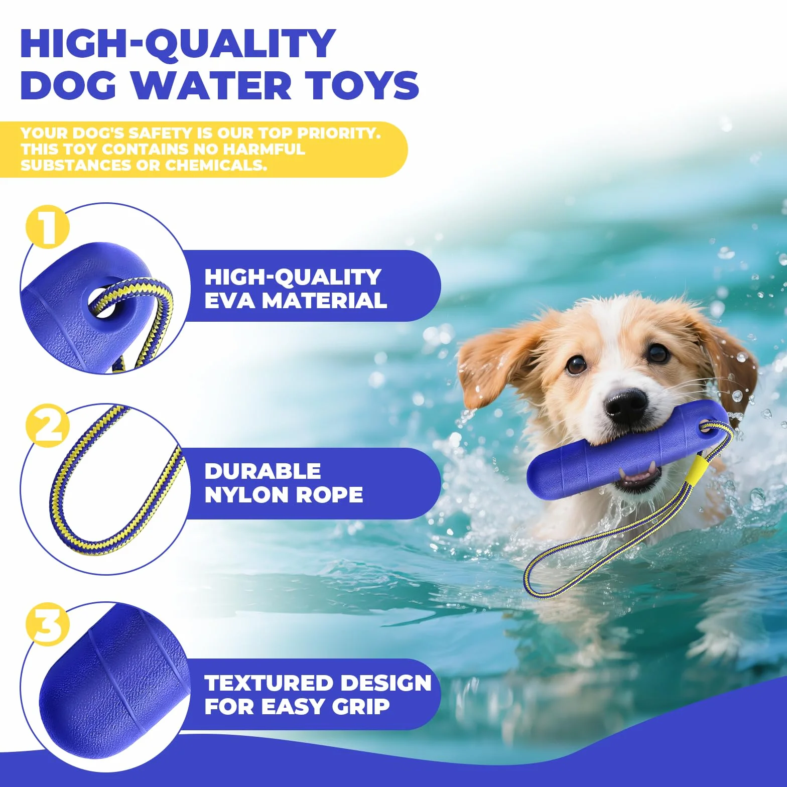 Jouet Interactif Chien avec Corde en Nylon, Ballon Flottant Increvable pour Piscine Extérieur