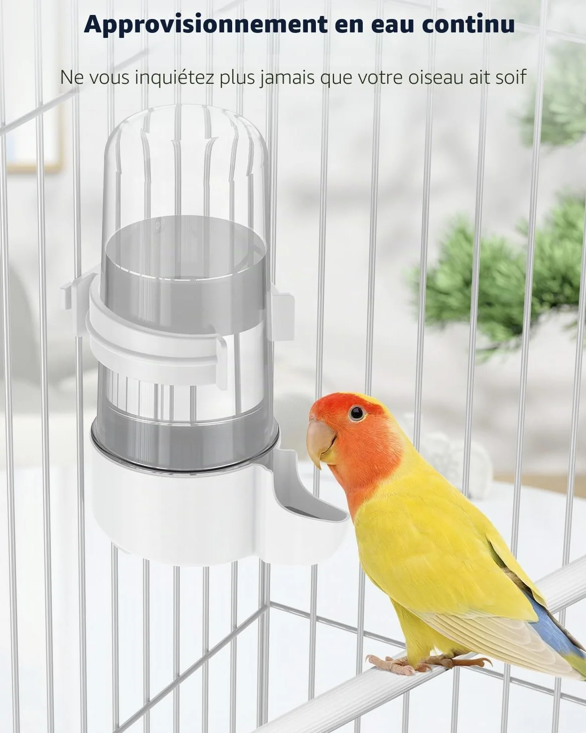 Pawfly 2 Pcs Distributeur d'eau Automatique pour Oiseaux, Mangeoire à Eau Automatique pour Oiseaux, Accessoires de Cage pour Perroquet & Hamster, Distributeur d'eau Blanc et Bleu pour Perruche