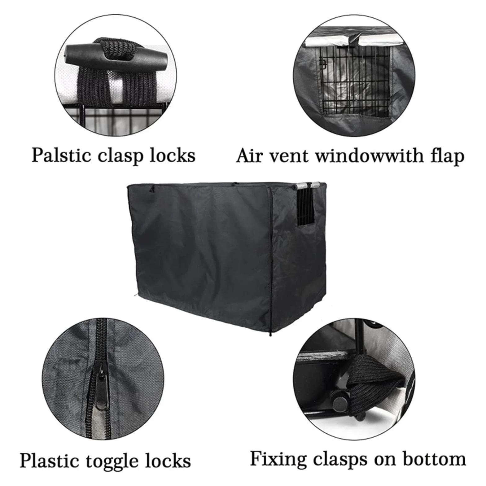 Housse de Cage pour Chien à Double Porte, Imperméable Coupe-Vent Anti-UV Respirante, Couverture de Protection Universelle