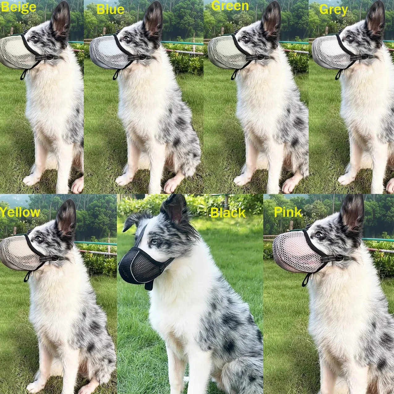 Muselière pour Chien Empêche de Mâcher/Manger/Mordre - Couvre Muselière Respirante, Réfléchissante et Ajustable - Anti Morsure (Noir-L)