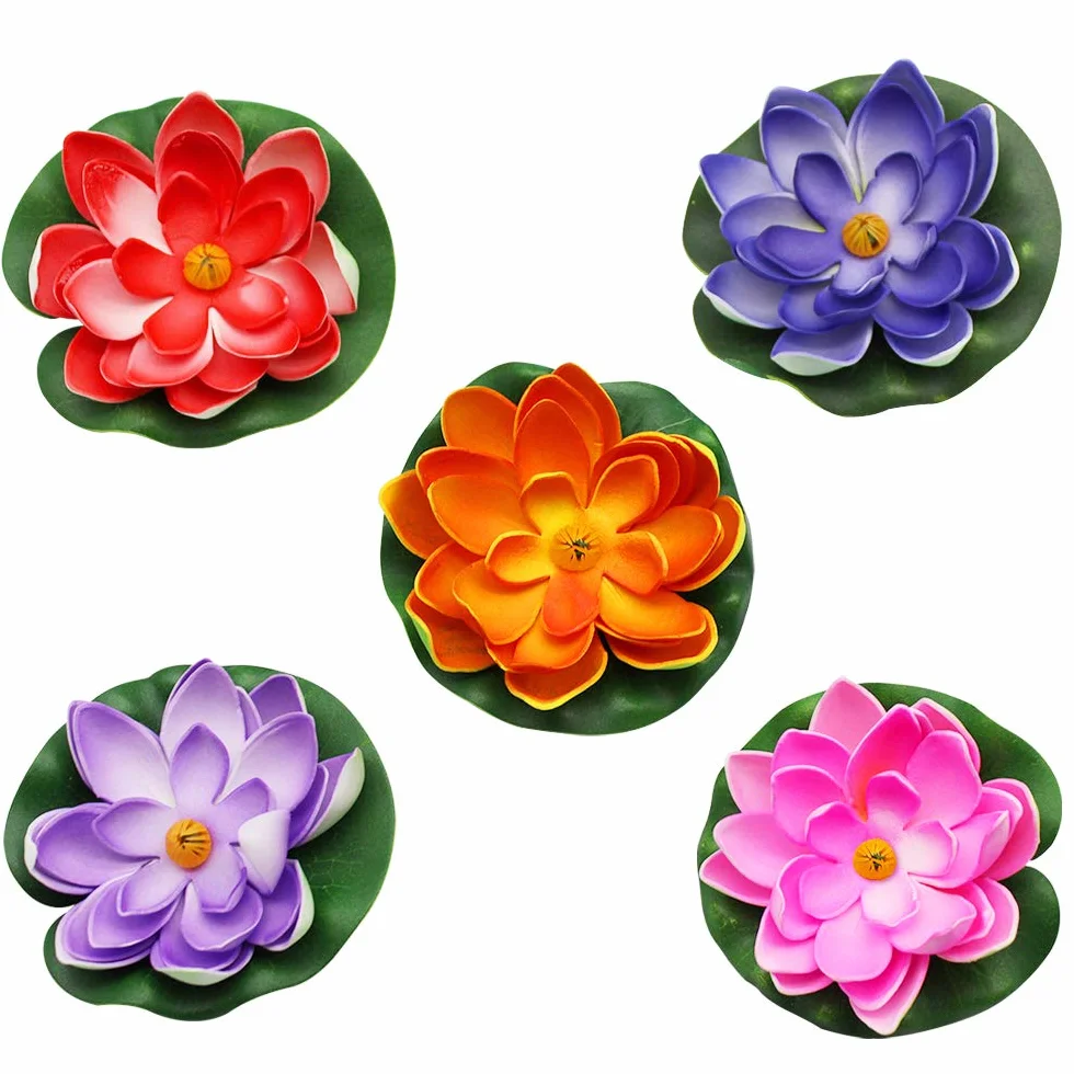 Peak-EU 5 Pcs Nénuphars Artificiels Flottants pour Bassins Fleur de Lotus Décoration Mariage