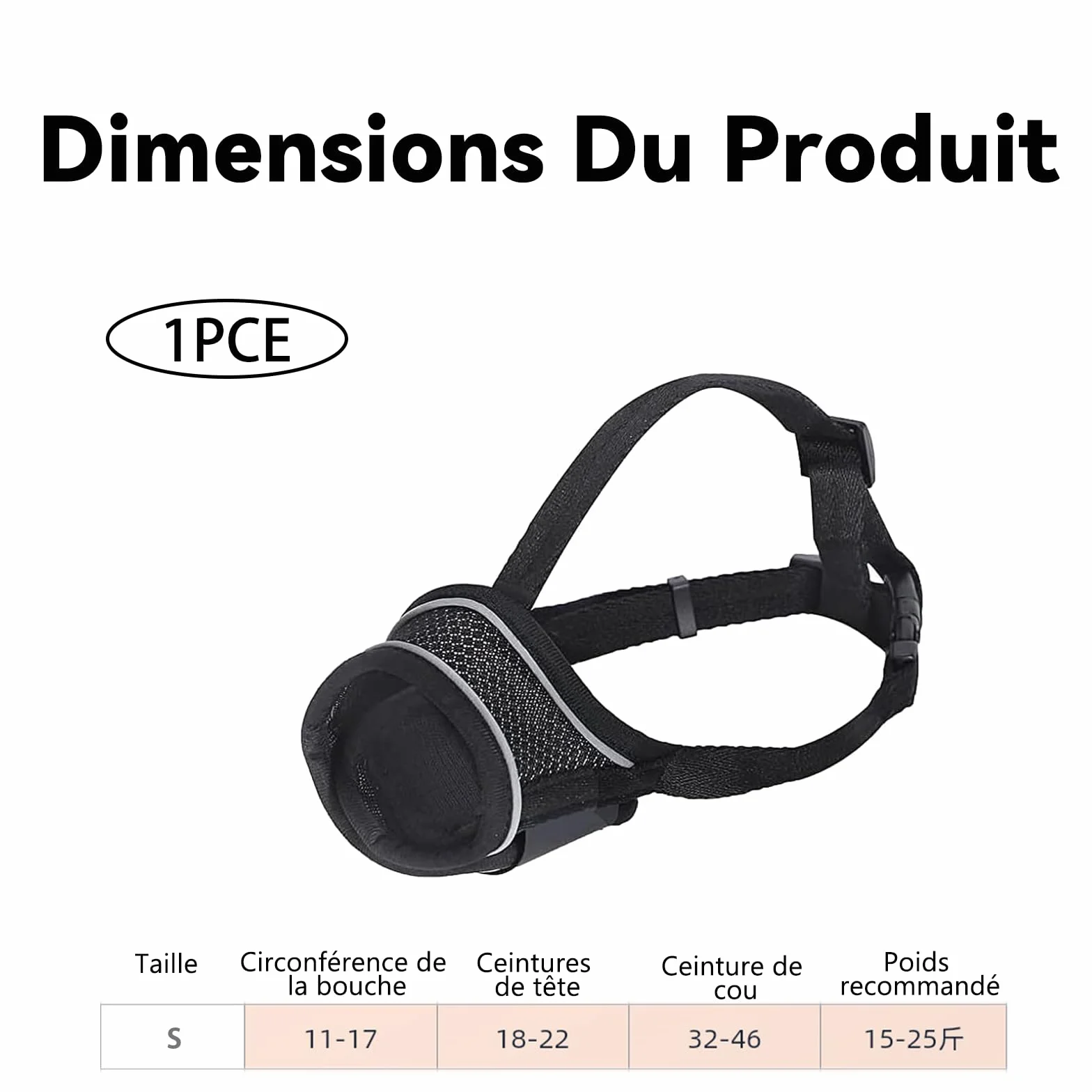 Muselière Chien Réglable en Nylon Reflectif, Soft et Confortable avec Système d'ajustement pour Petits Chiens, Idéale pour Promenades et Entraînement