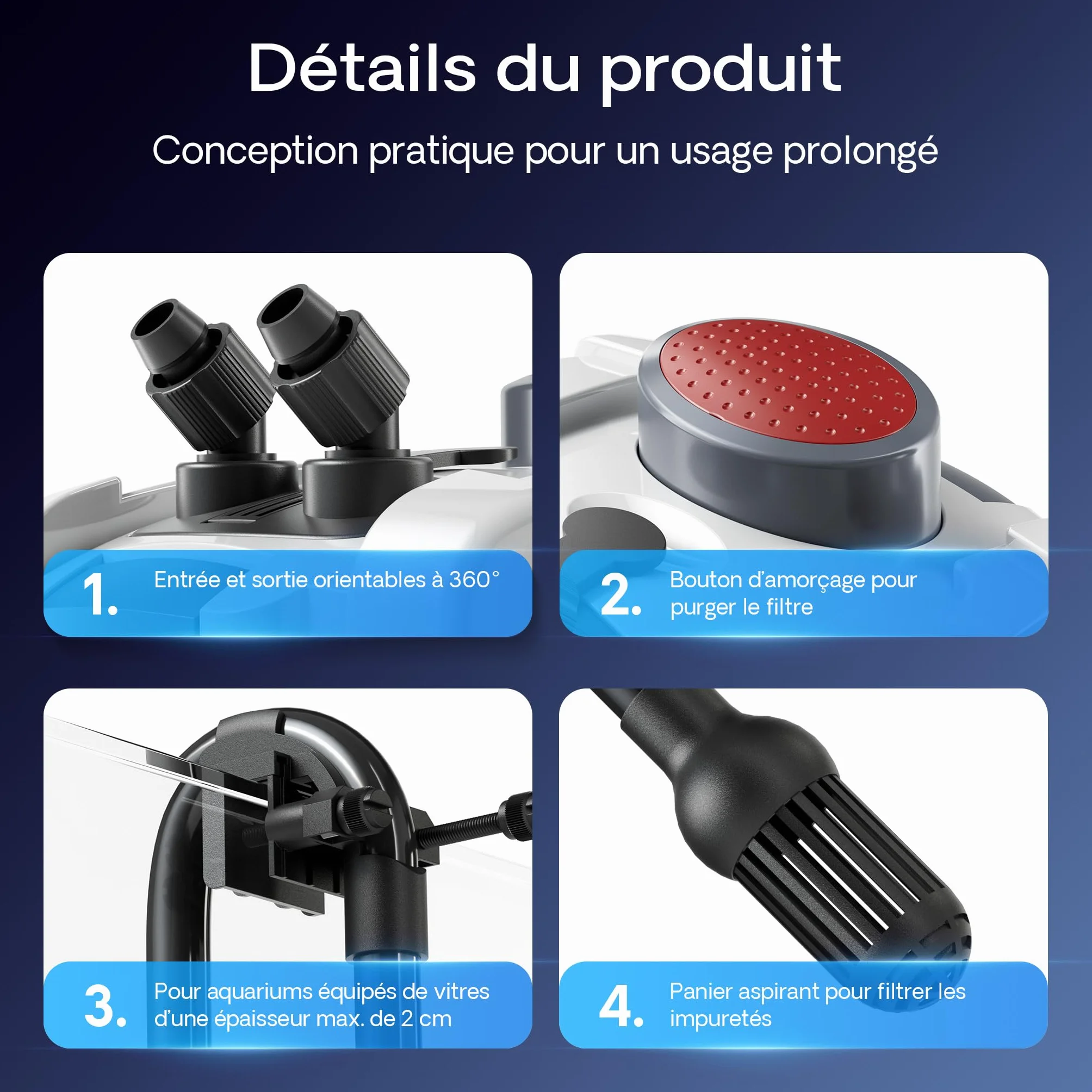 SunSun HW-302 Filtre extérieur pour Aquarium 1000 l/h 3 Étapes de Filtration 18W