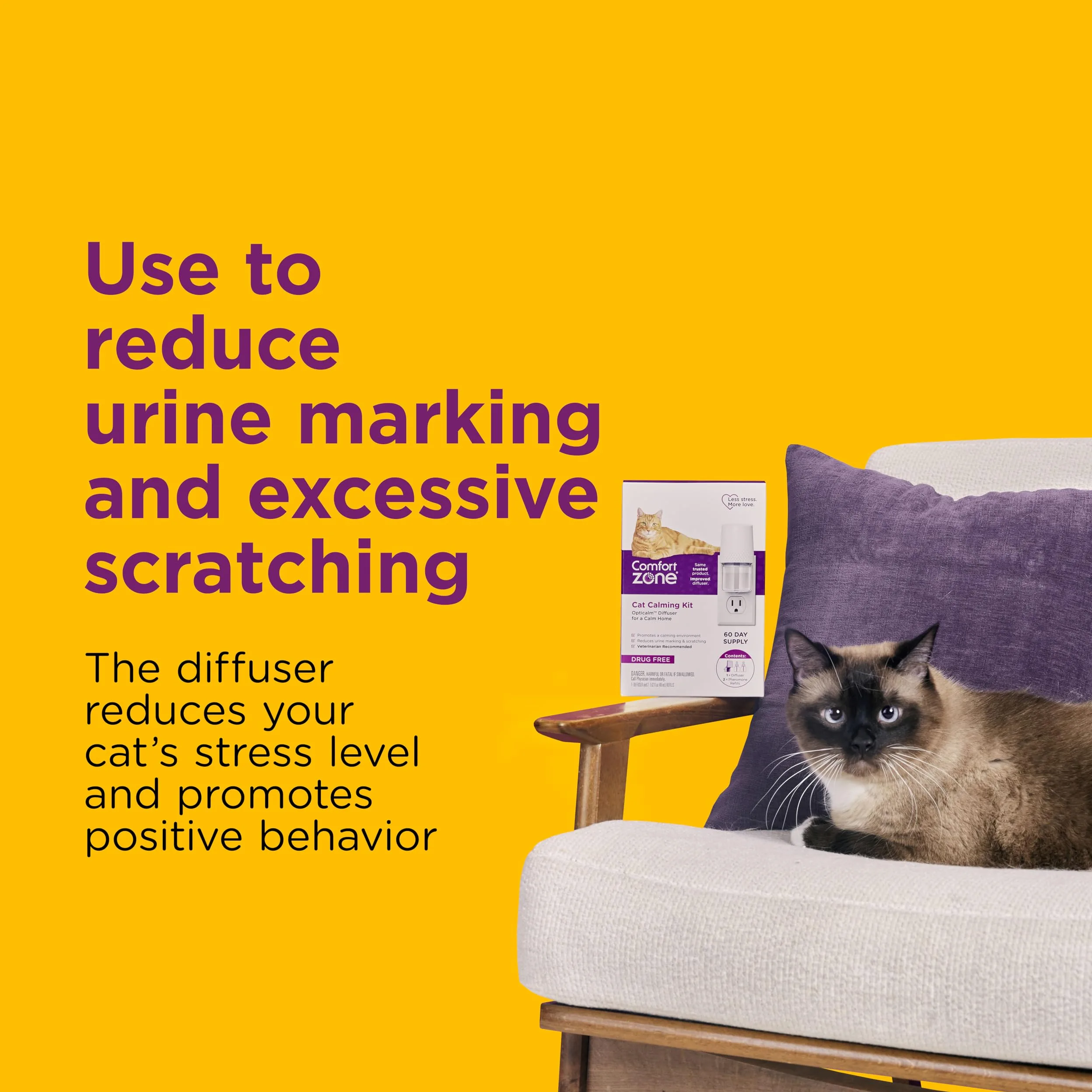 Comfort Zone 1 diffuseur Plus 2 recharges | Kit apaisant Multi-Chats (approvisionnement de 60 Jours) pour Une Maison paisible | Recommandé par Les vétérinaires | Arrêtez Les Combats de Chats et
