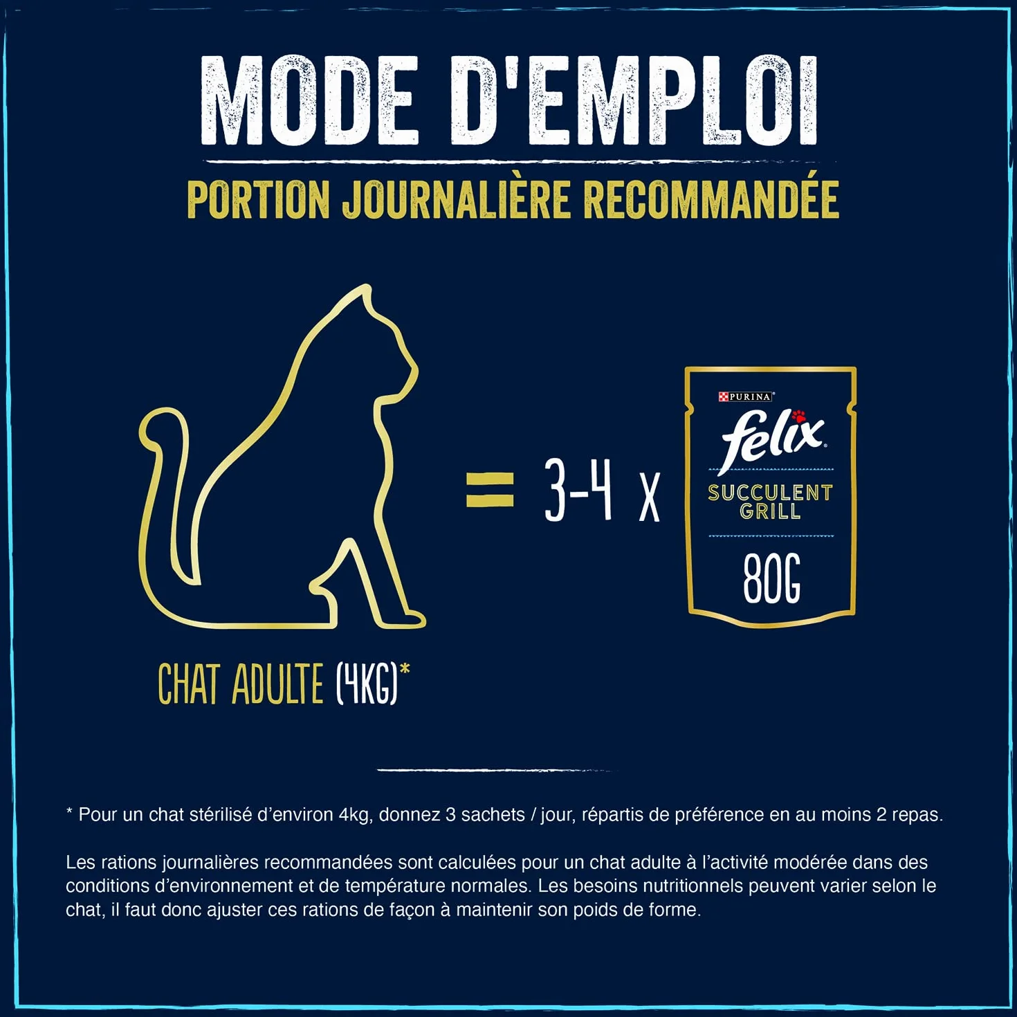 Felix | Succulent Grill | Aliment Complet pour Chat Adulte| Sélection Mixte : Au Poulet, Au Bœuf, Au Saumon, Au Thon| en Sauce | Portion Individuelle | 80x80g | Nourriture Chat Sélection Mixte Poulet, Boeuf, Poisson - Riche en Oméga 6 et vitamines - 4 var