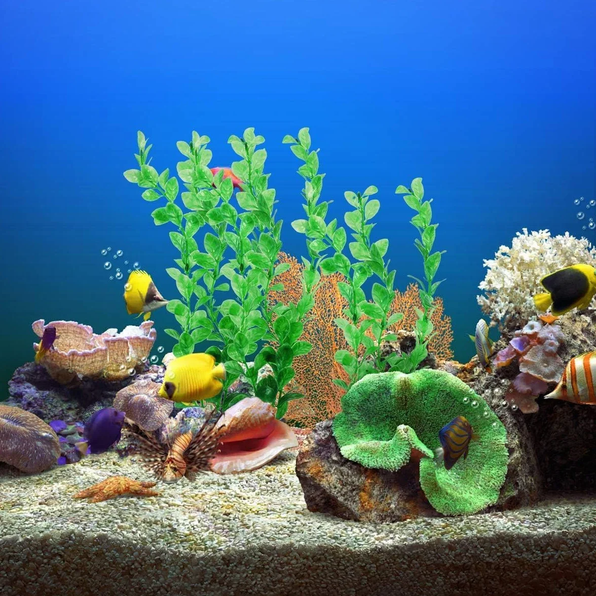 Plantes Artificielles pour Aquarium - Plastique Sécuritaire pour Poissons - Décoration Réaliste d'Eau Douce