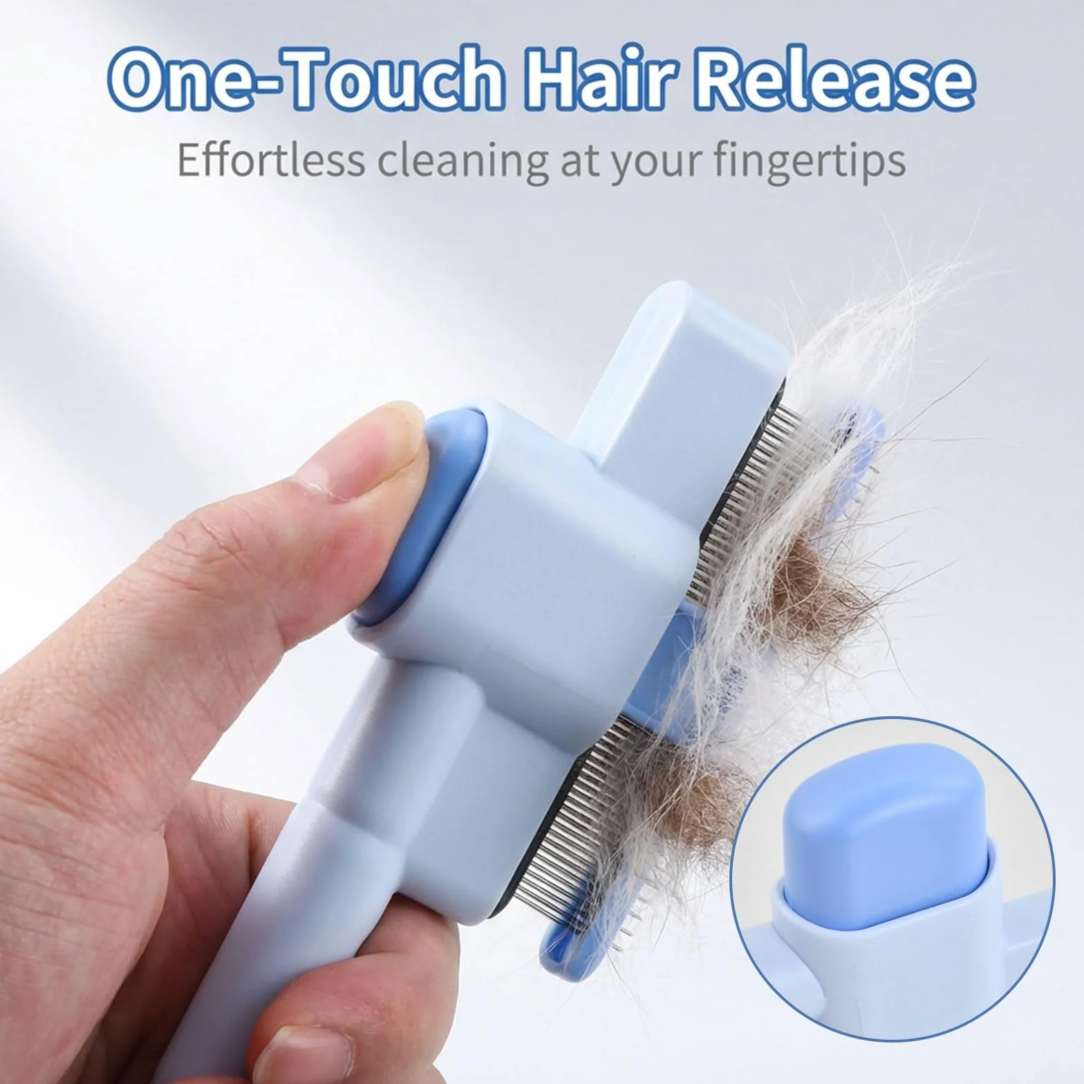 Brosse Poil Chat Peigne Anti Puces Acier Inoxydable pour Chats et Chiens Brosse Autonettoyante