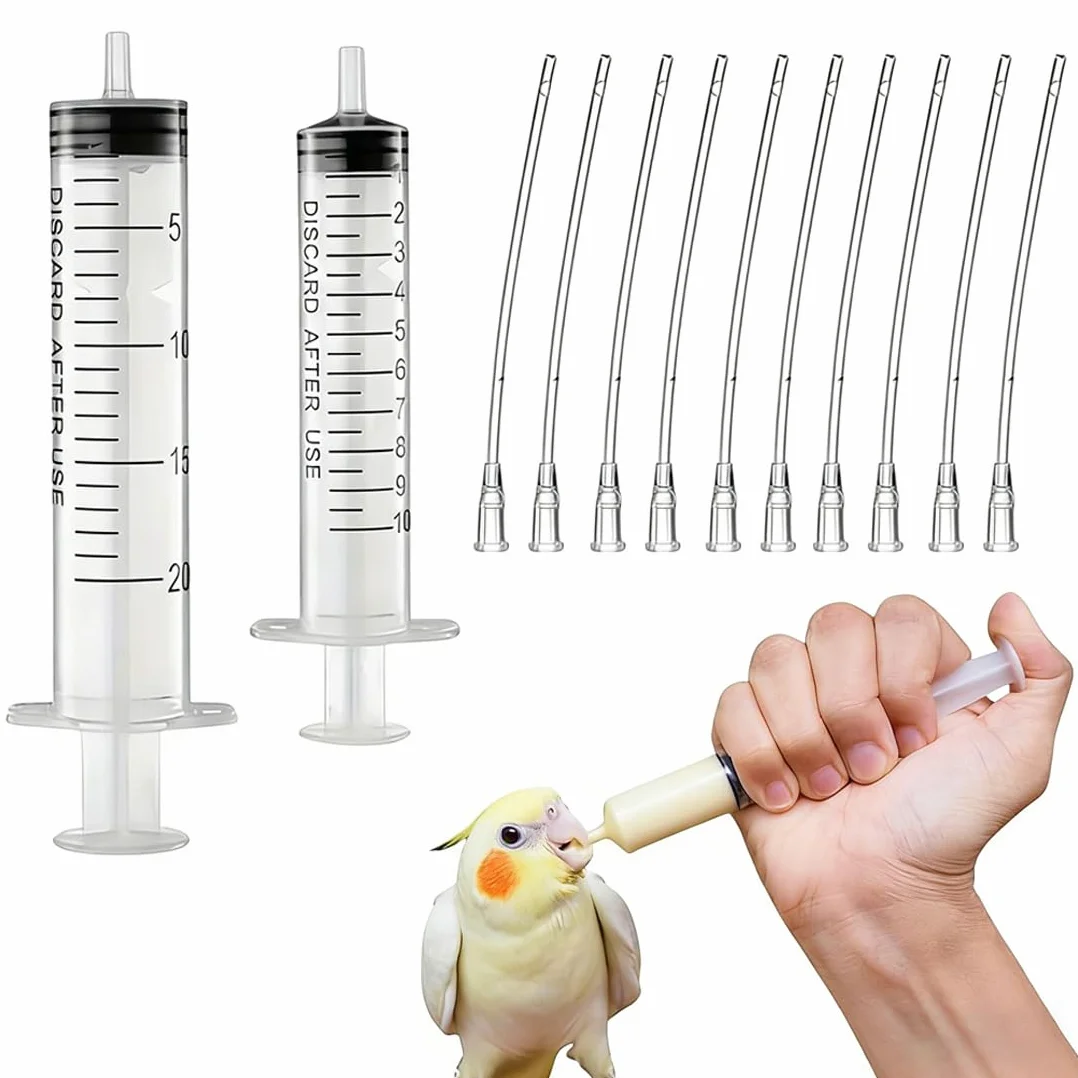Seringue Alimentaire pour Nourrissage d'Oiseaux 12 Pièces avec Tuyau 10ml 20ml