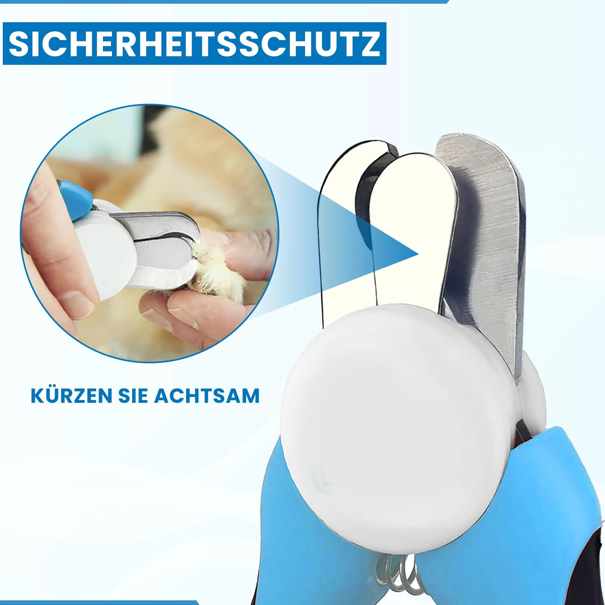 Coupe-Griffes Professionnel Acier Inoxydable pour Chiens Chats avec Butée de Sécurité et Lime Intégrée