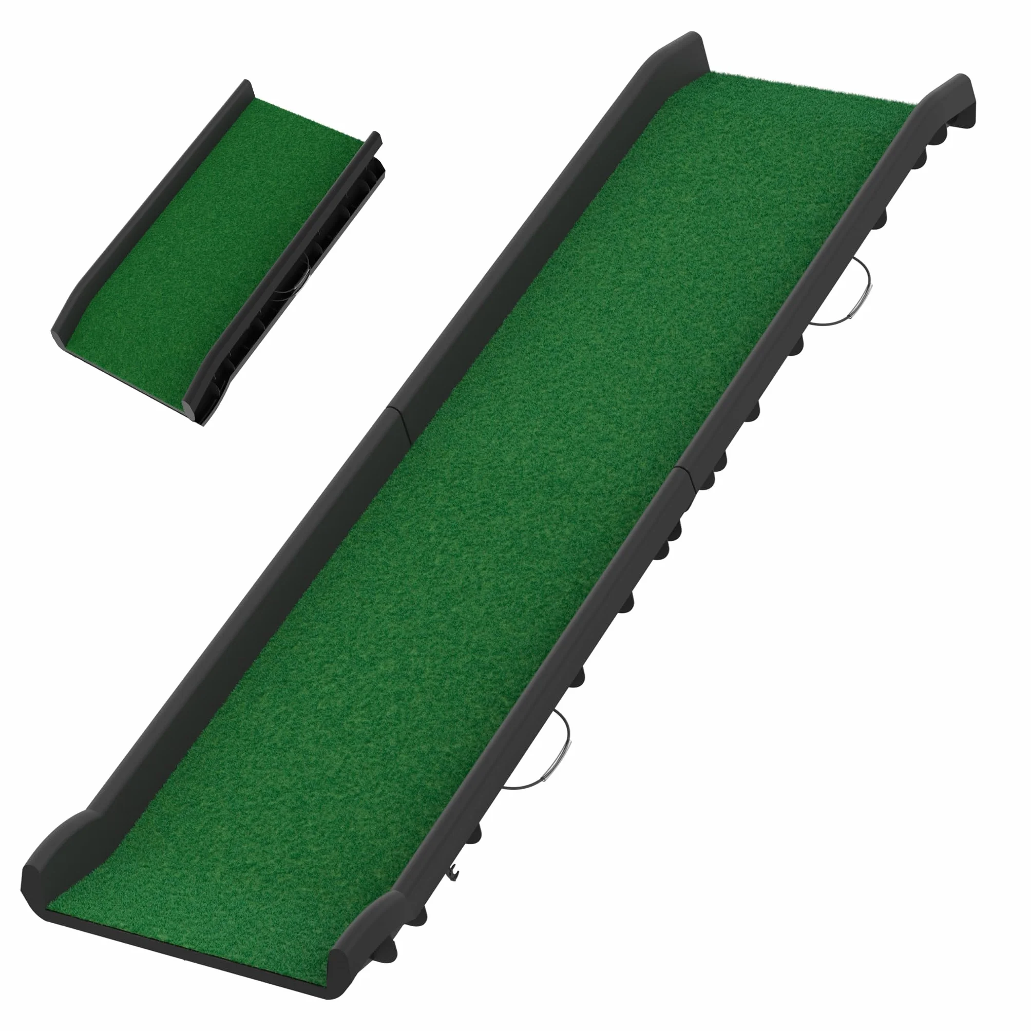 FIVMEN Rampe de voiture pliable pour chien - Antidérapant - Jusqu'à 90 kg - 156 x 40 cm - Pour SUV, grands petits animaux, avec pelouse