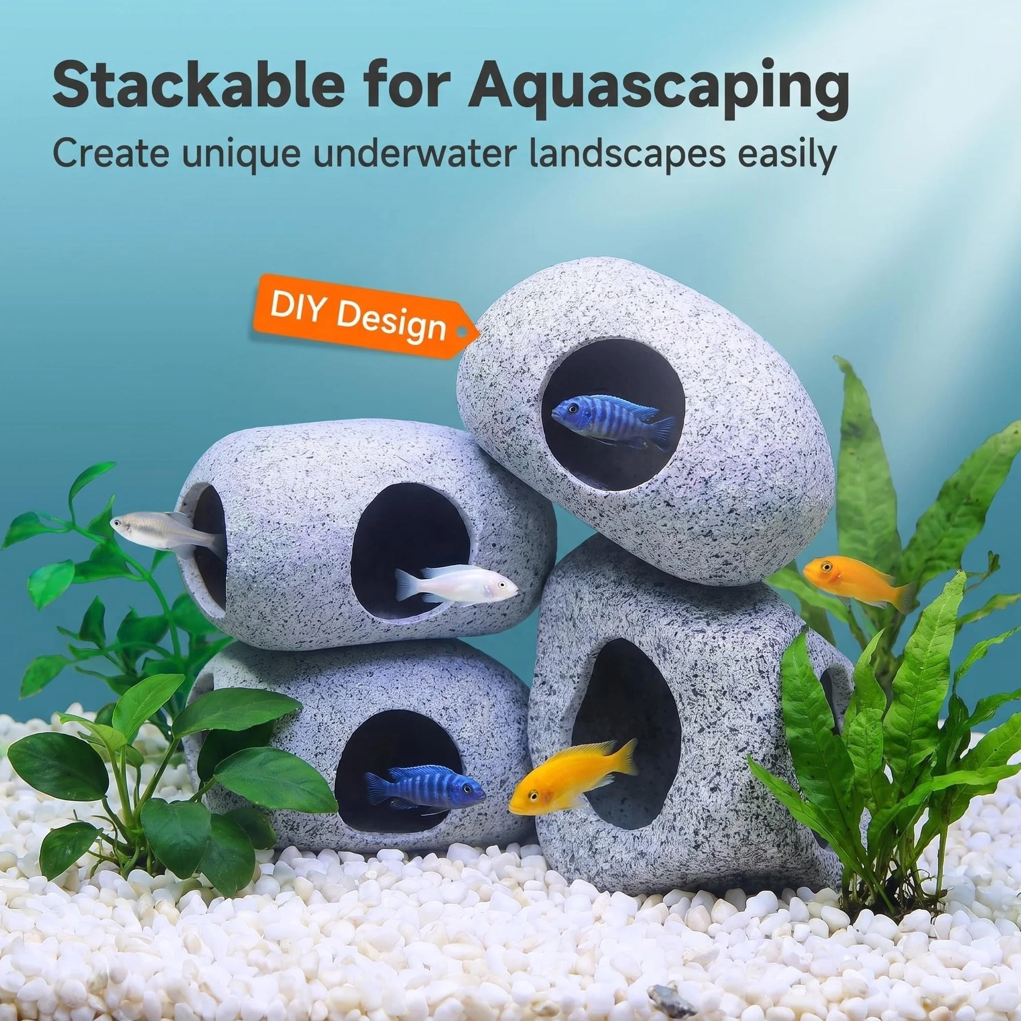 SpringSmart Cachette d'aquarium en céramique pour animaux aquatiques reproduction jeu repos ornement non toxique pierre décorative combattant