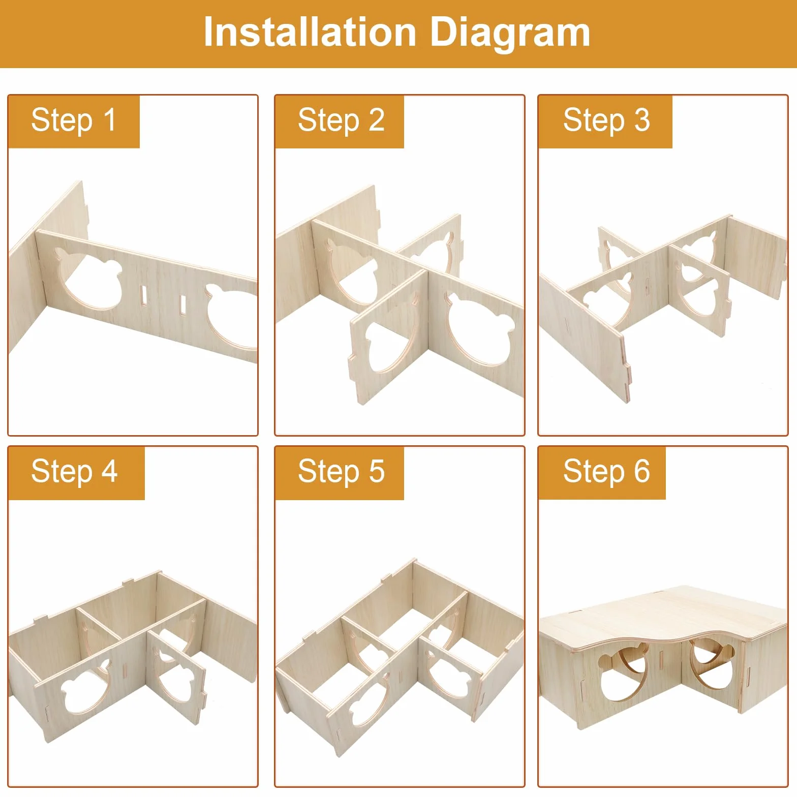 Maison Hamster Bois 3 pièces – Maison Hamster à Plusieurs Chambres résistante à l’Eau, cachette Hamster en Bois Naturelle et écologique, Maison Hamster Cage Facile à Nettoyer pour rongeurs
