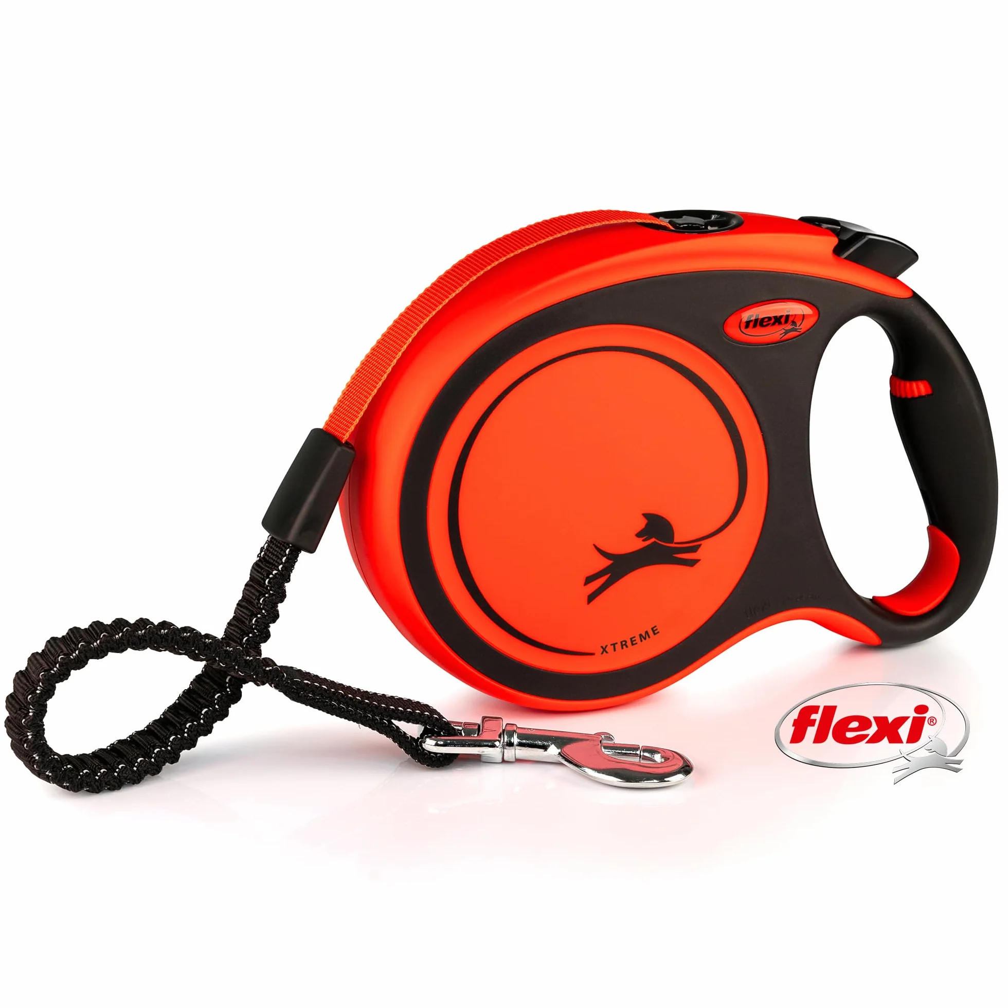 Flexi® Xtreme L Laisse rétractable à Sangle renforcée 8 m pour Chiens 55 kg Orange Soft Stop