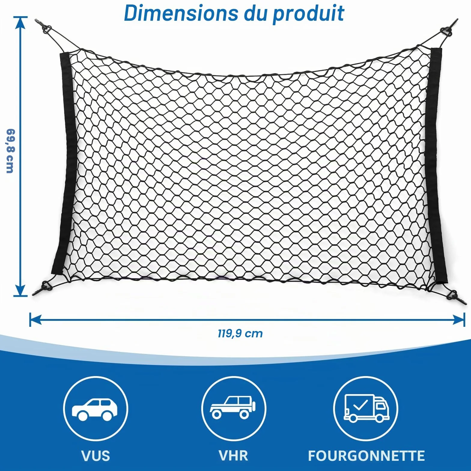 Filet Voiture pour Chien 120x70cm Grille Séparation Siège Arrière Camions SUV Berlines