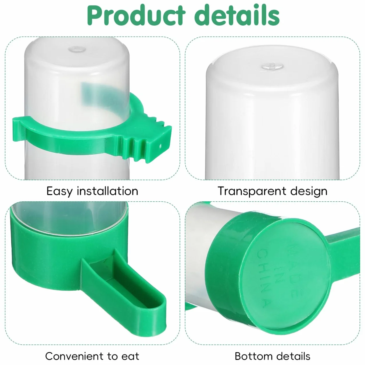 Hohopeti Distributeur d'eau Automatique pour Oiseaux en Cage 10 Pièces Abreuvoir Anti-Gaspillage 60Ml Bec Incliné