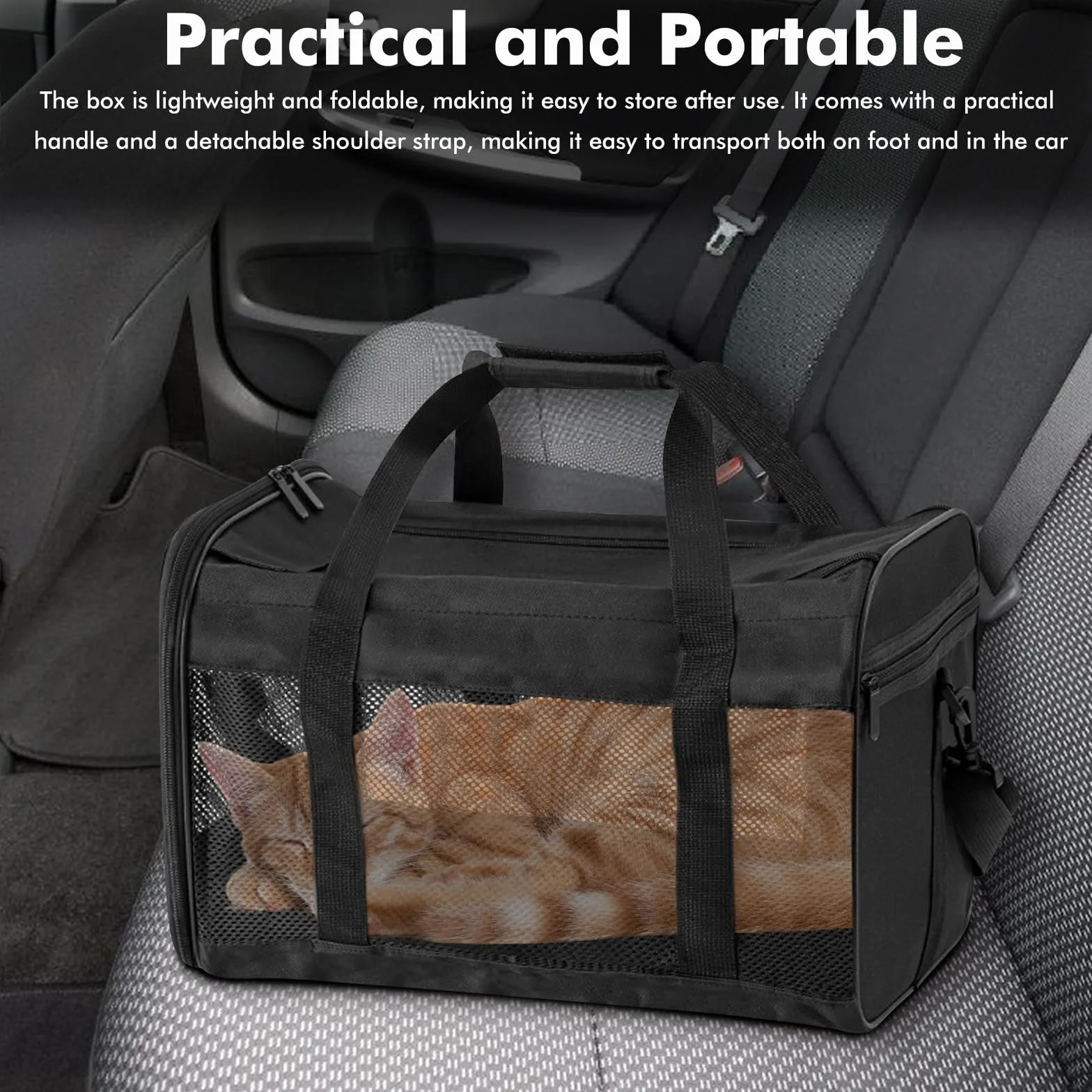 WANDGU Sac Transport pour Animaux de Compagnie 42x27x28cm Pliable avec Écuelle