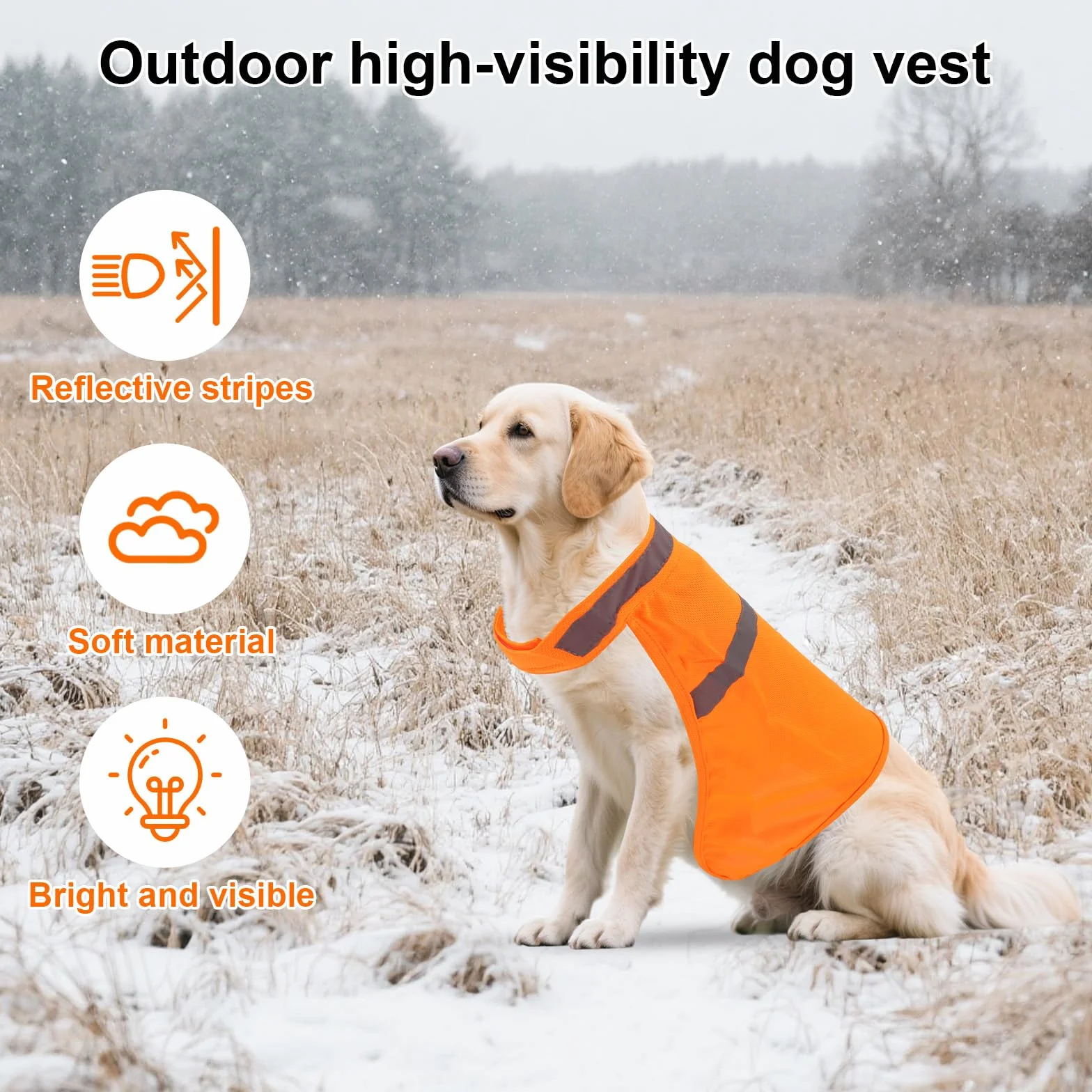 Gilet Réfléchissant pour Chien, Petite Taille, Orange Vif, Haute Visibilité, pour Extérieur Jogging Chasse