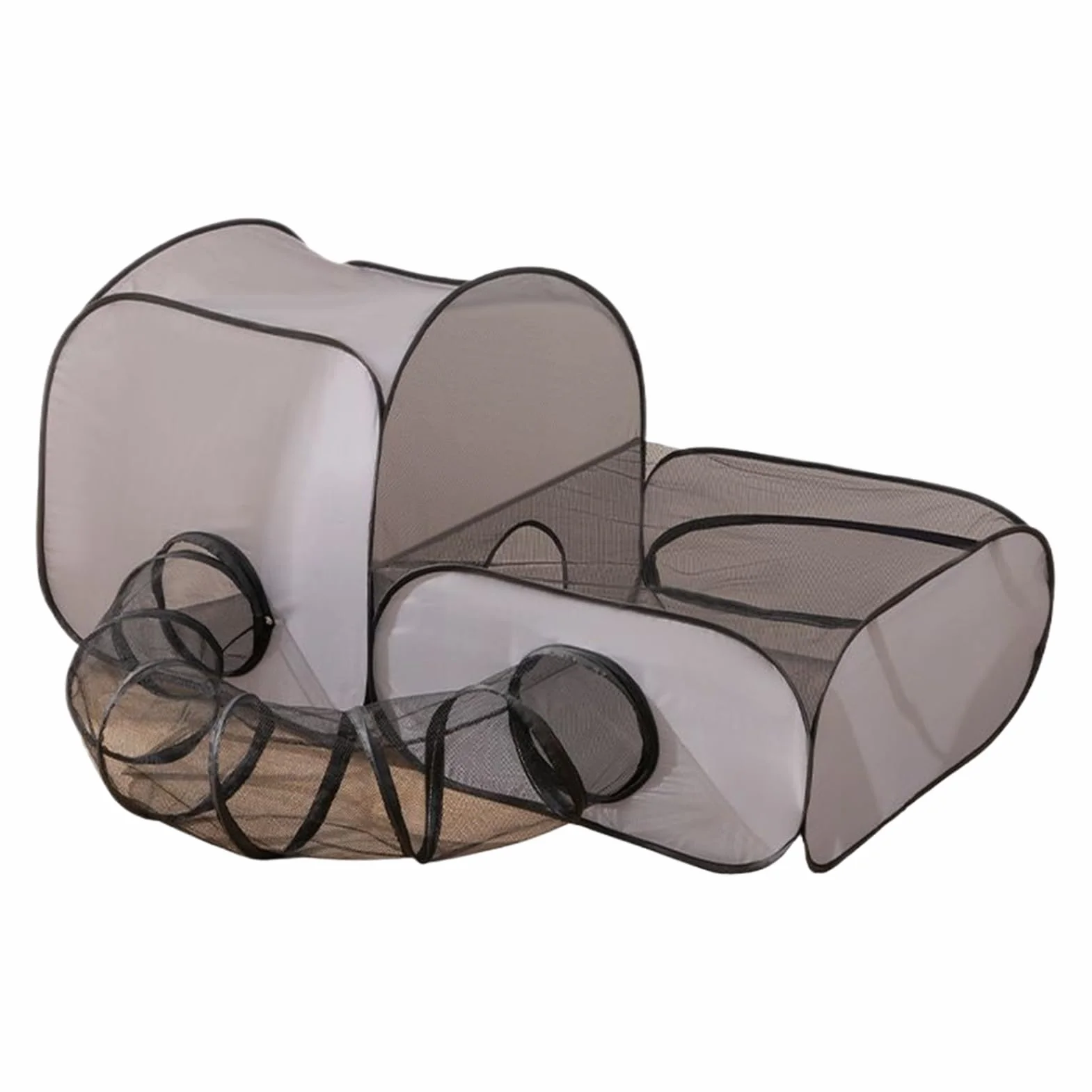 Parc Extérieur pour Chat avec Tunnel Circulaire et Clôture Pliable