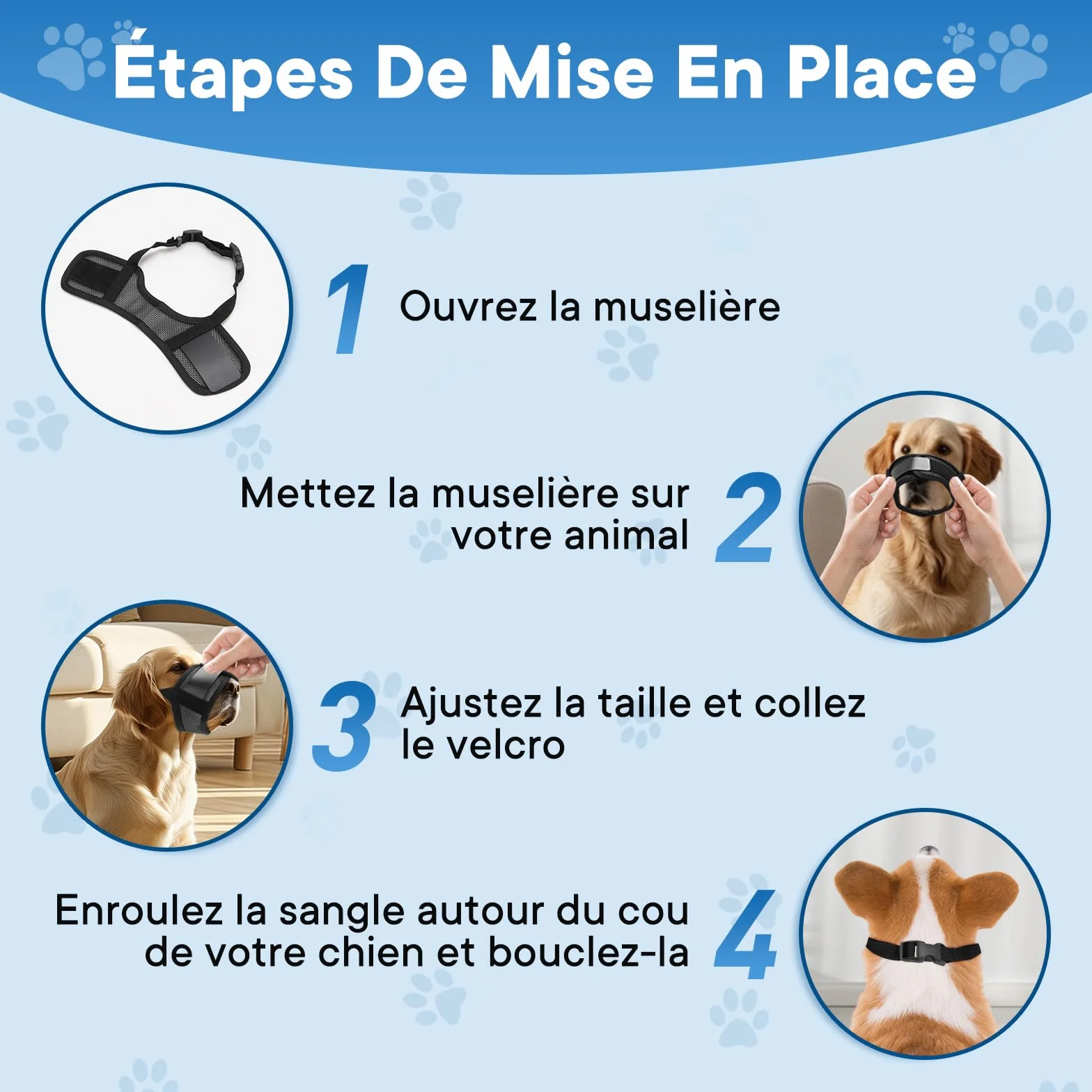 Museliere pour Chien, Ajustable pour Muselière Chien, Anti-aboiement et Mastication, Muselière en Maille à Air Doux pour l'entraînement au toilettage (M)