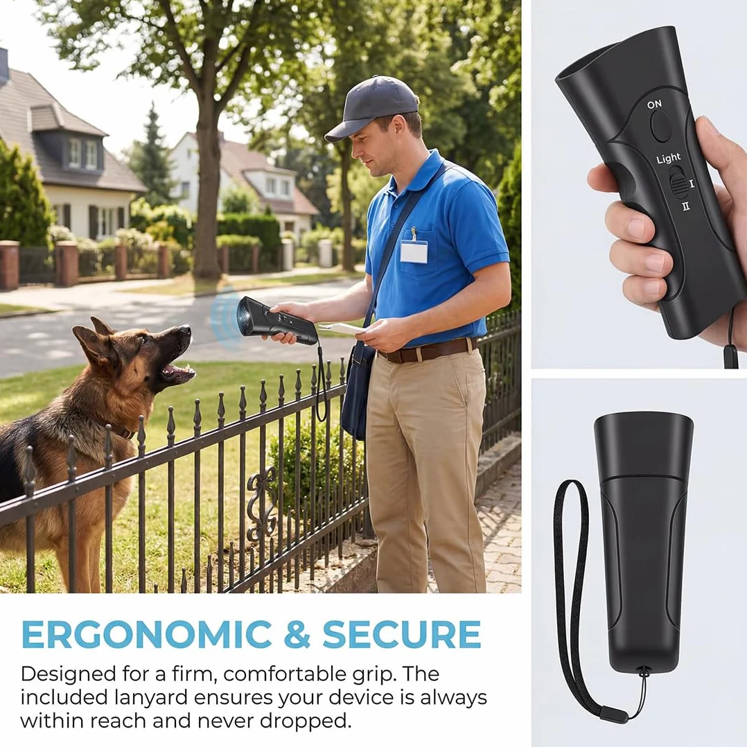 Petgentle Dog Trainer, Ultrasonic Anti Barking Device, Portable Bark Deterrent with LED & 3 Modes, Safe Silencer All Breeds
