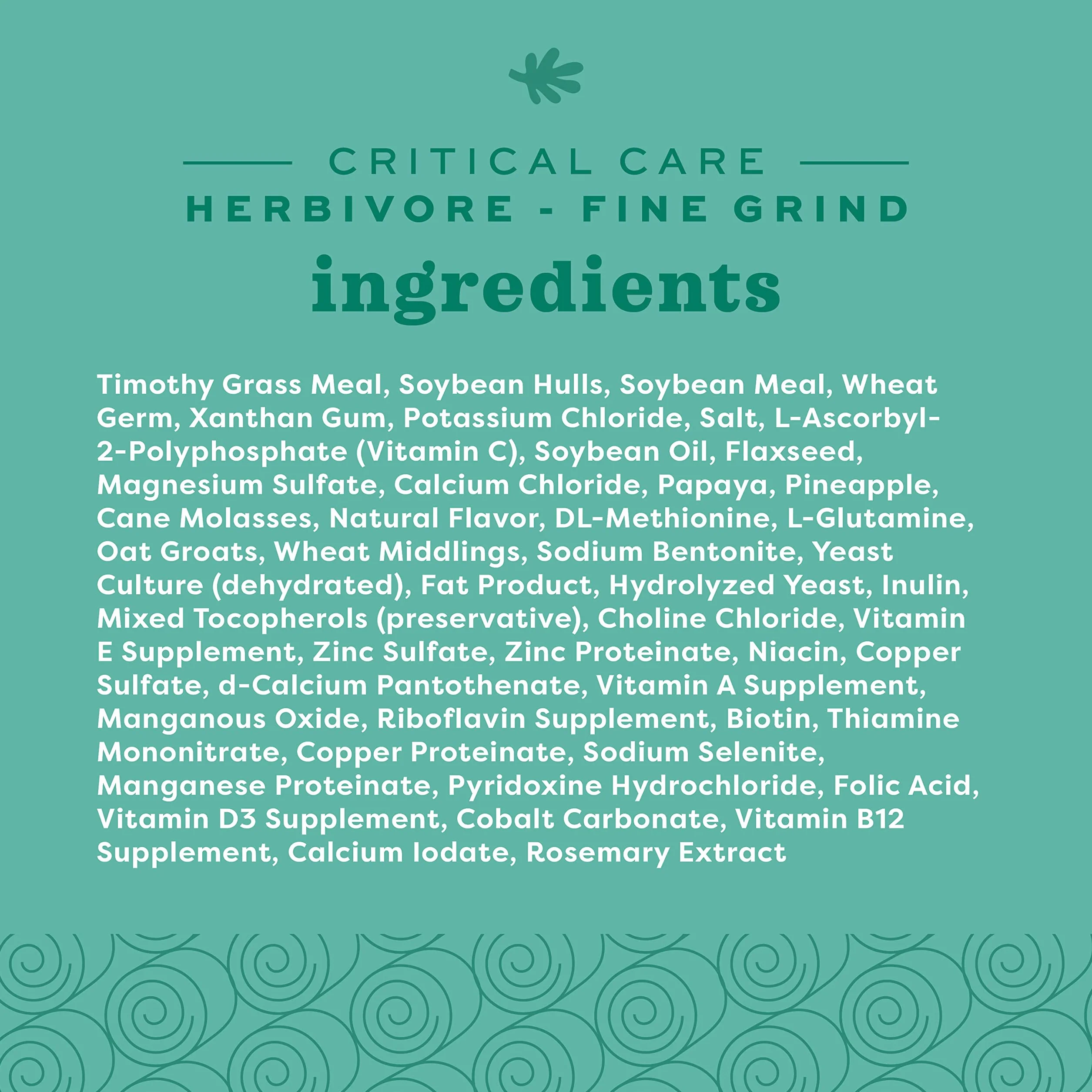 Oxbow Critical Care Herbivore Fine Grind 100 g Aliment Complet pour Animaux herbivores de Compagnie Soutien Convalescence