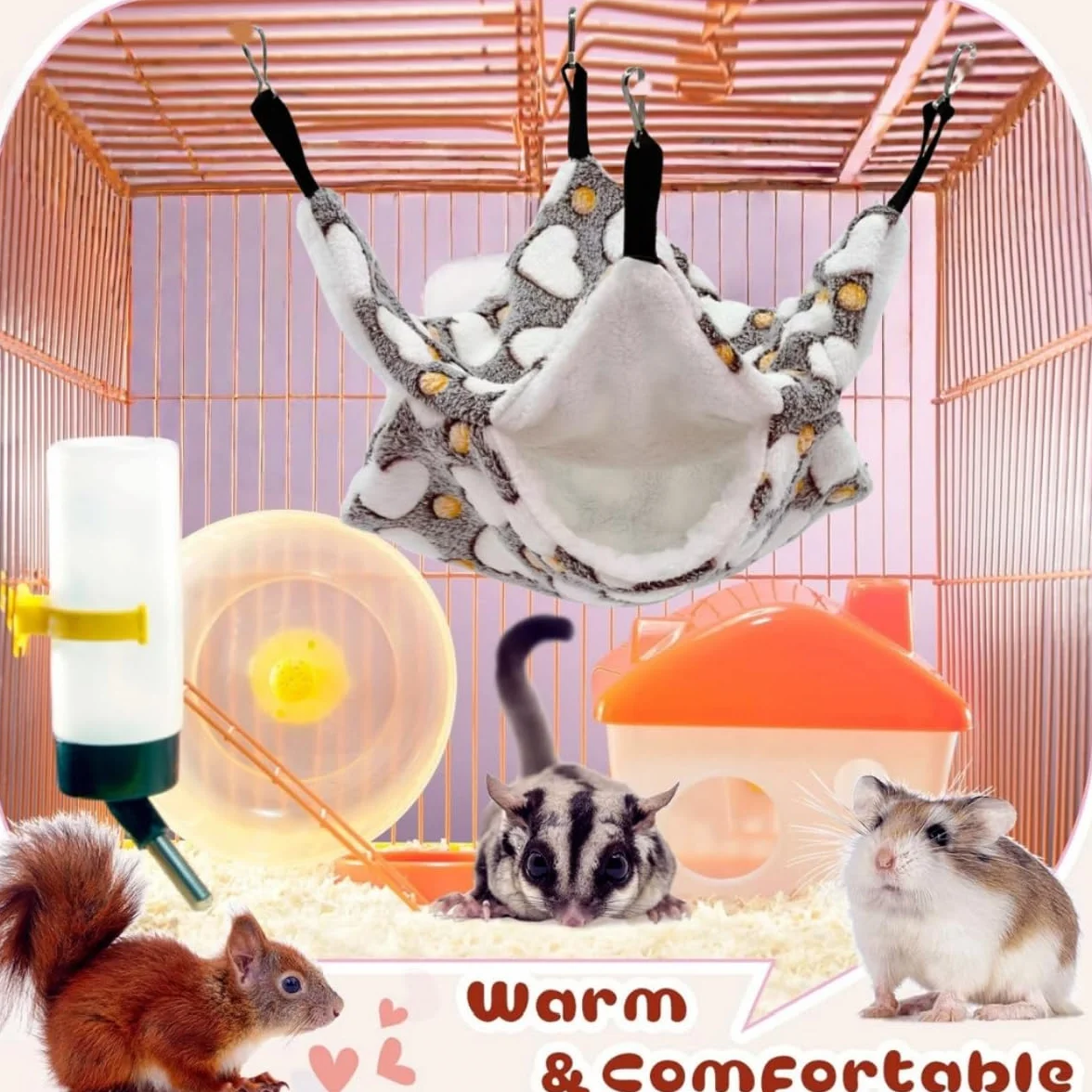 Hamac pour Animaux de Compagnie,Hamac pour Petit Animal,Sac de Couchage pour Hamster,lit chaud pour l'hiver,pour Furet Hamster Chinchilla de cobaye,Rat,hamac de Luxe