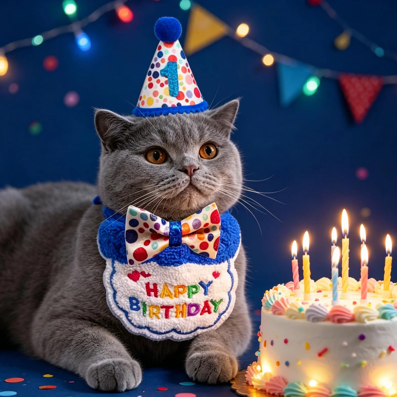 Lot de 4 chapeaux et bandanas pour chat avec nœud papillon réglable - Décorations de fête d'anniversaire pour animaux