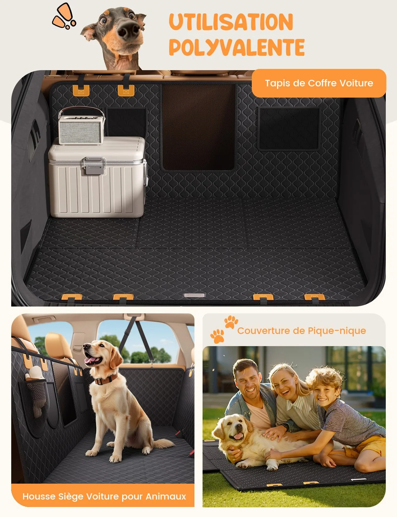 Lamicall Housse Siège Voiture pour Chien - Imperméable Anti-déchirure avec Fenêtre de Visualisation pour SUV Petits Camions