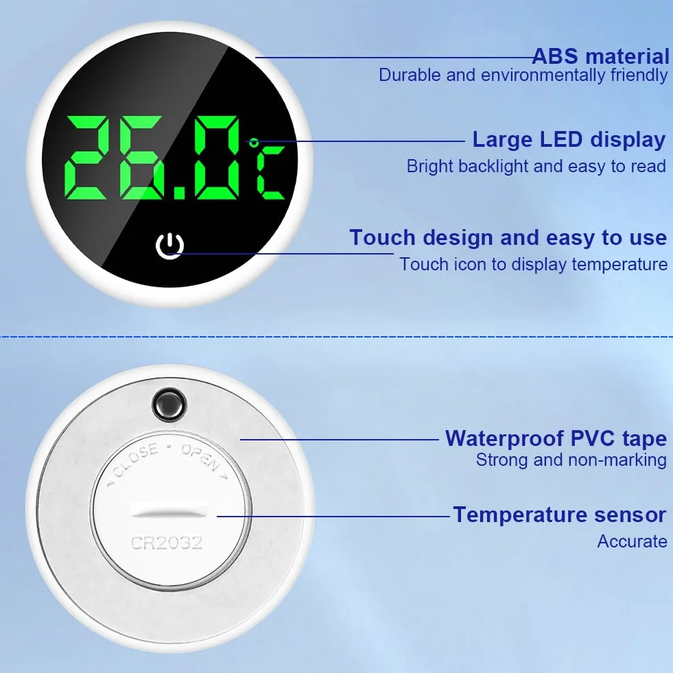 Flintronic Thermomètre d'Aquarium Numérique, Affichage LED, Capteur de Température Haute Précision