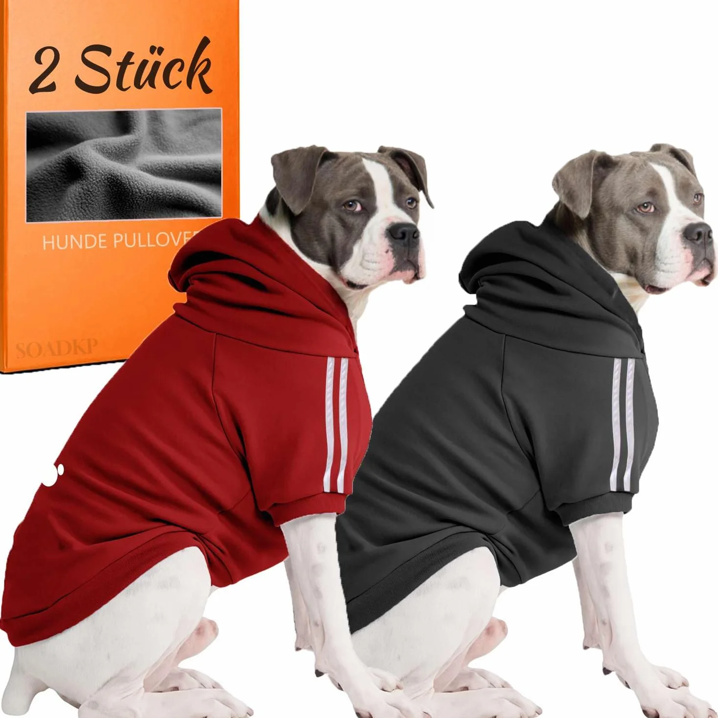 Sweatshirt à Capuche pour Grands Chiens avec Doublure Polaire Noir Rouge 8XL