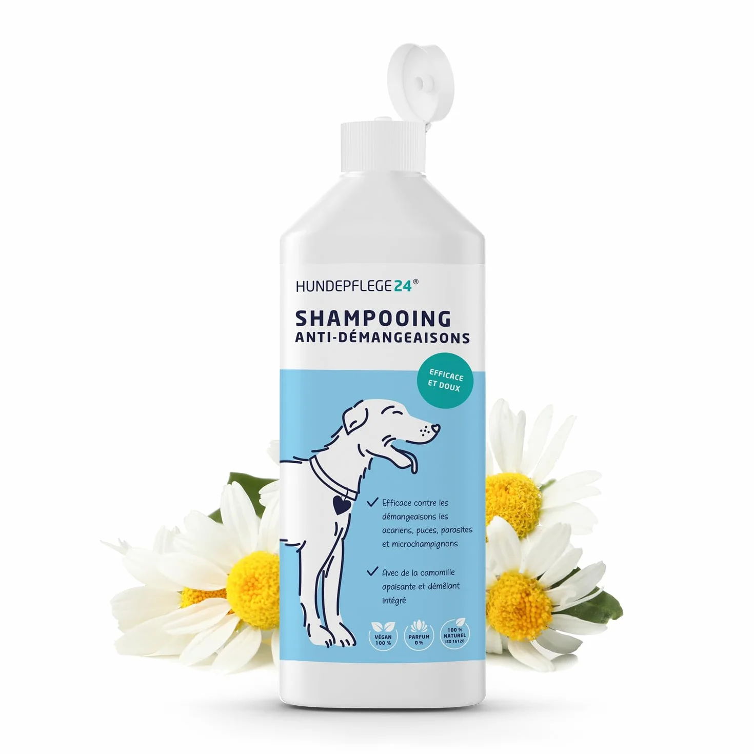 Shampooing Chien Antidémangeaison 500ml - Aide Contre Les démangeaisons, acariens, puces & infections fongiques - Shampooing Naturel pour Chien + Nettoyage et Soin antibactérien