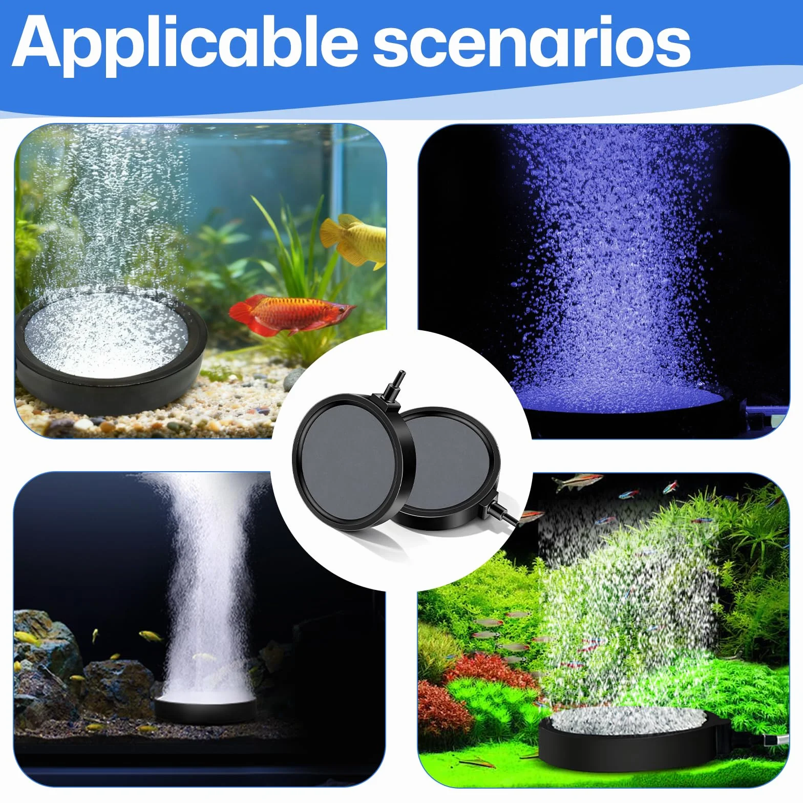 Aquarium Pierre à Air 10 cm Bulleur Diffuseur d'Oxygène Lot de 2