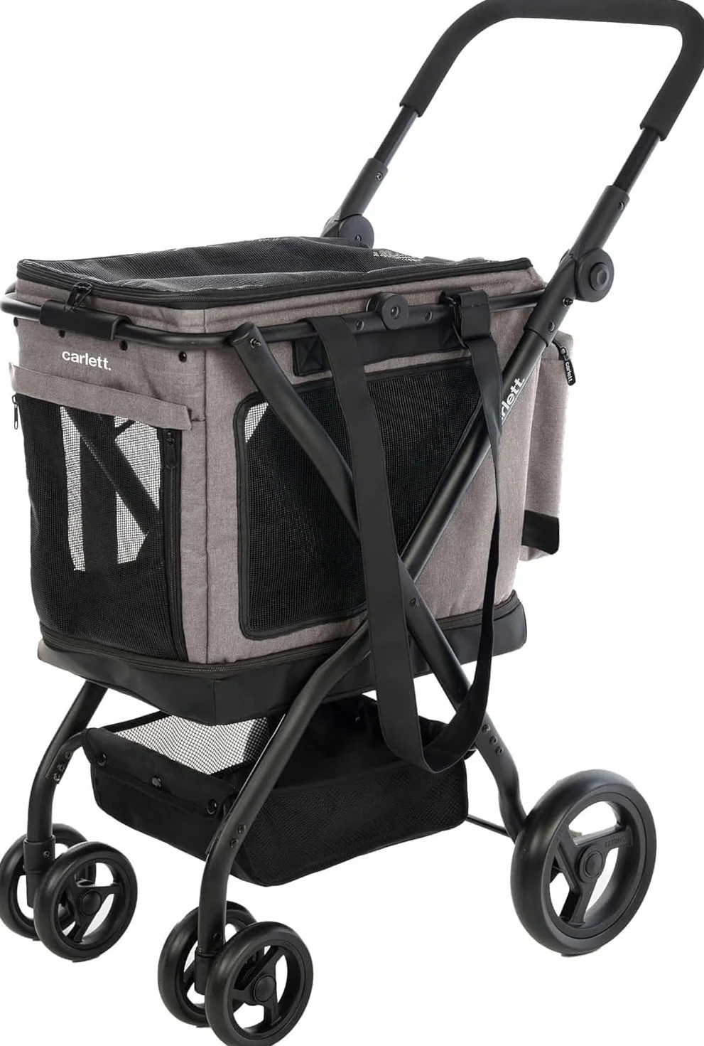 Carlett Chariot pour Animaux 3 en 1, Roues Pivotantes 360°, Résistant à l'Eau, Transporteur Compatible Siège Auto