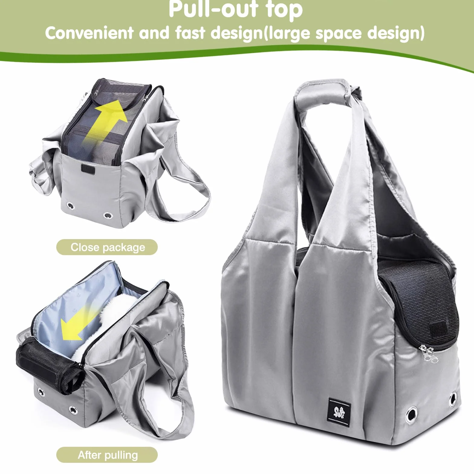 PETCUTE Sac Transport Chat Chien Respirant avec Tapis Solide et Sangle Sécurité