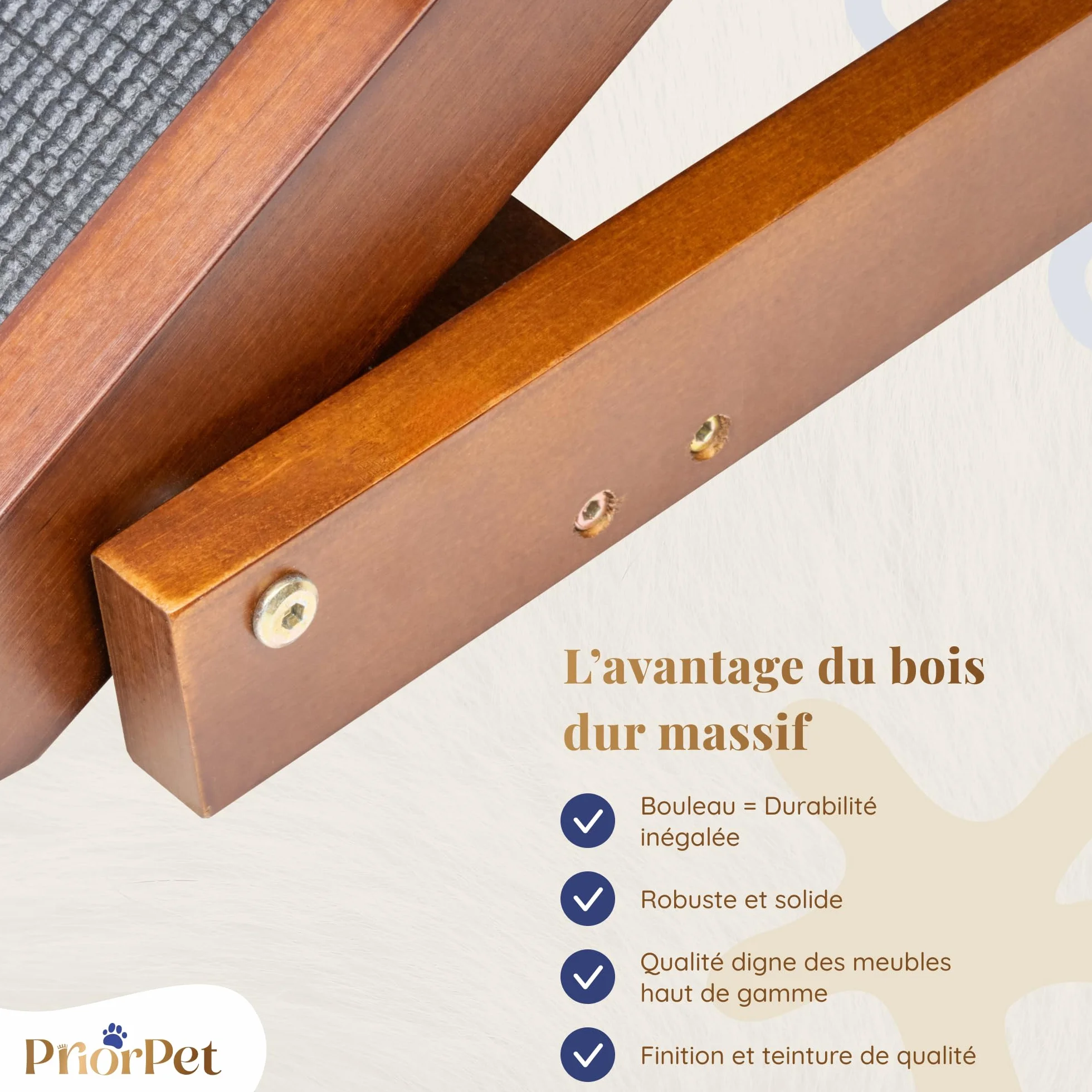 Rampe pour Chien Grande Taille avec Barrières de Sécurité, Pliable, Antidérapante, Bois de Bouleau, Noix, jusqu'à 94,5 cm, 90 kg