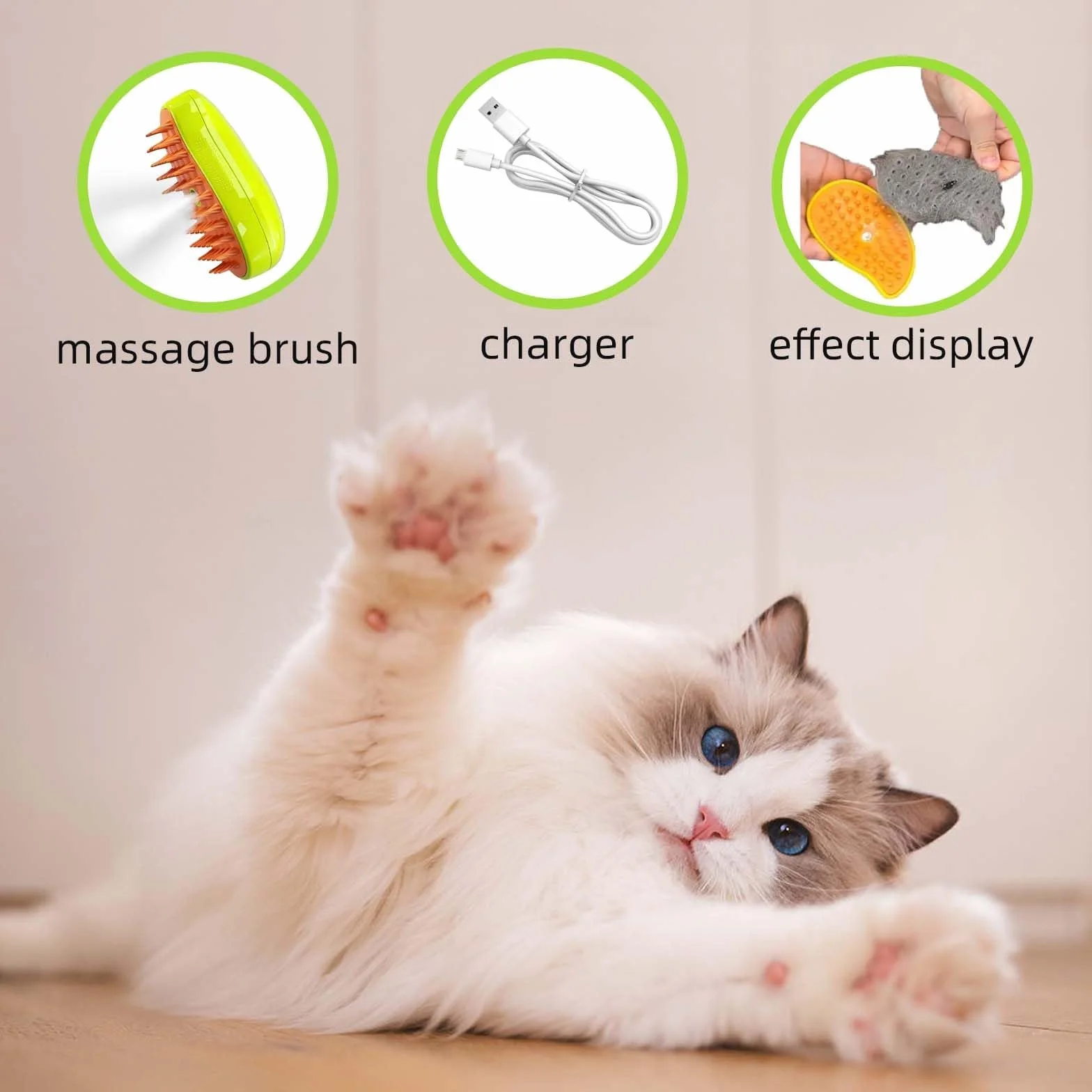 Brosse Vapeur 3 En 1 Peigne De Massage En Spray Pour Chats