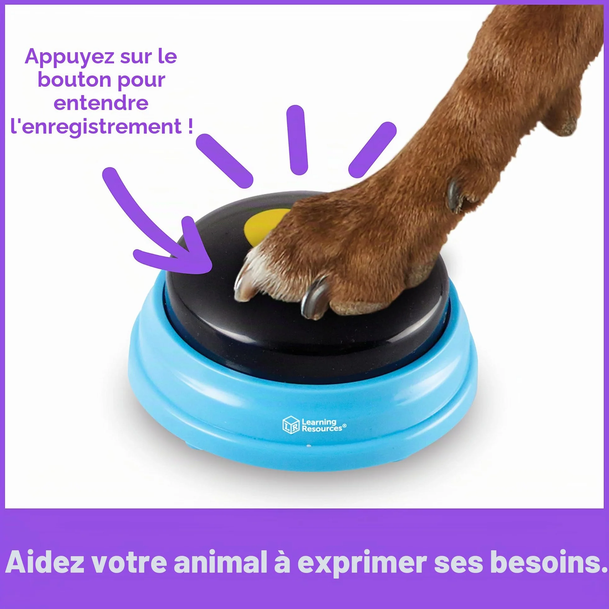 Learning Resources Hunger for Words Mots Essentiels pour Chien Parlant - kit de 6 Boutons avec Message pré-enregistré pour Chiens, Boutons de Communication pour Les Chiens