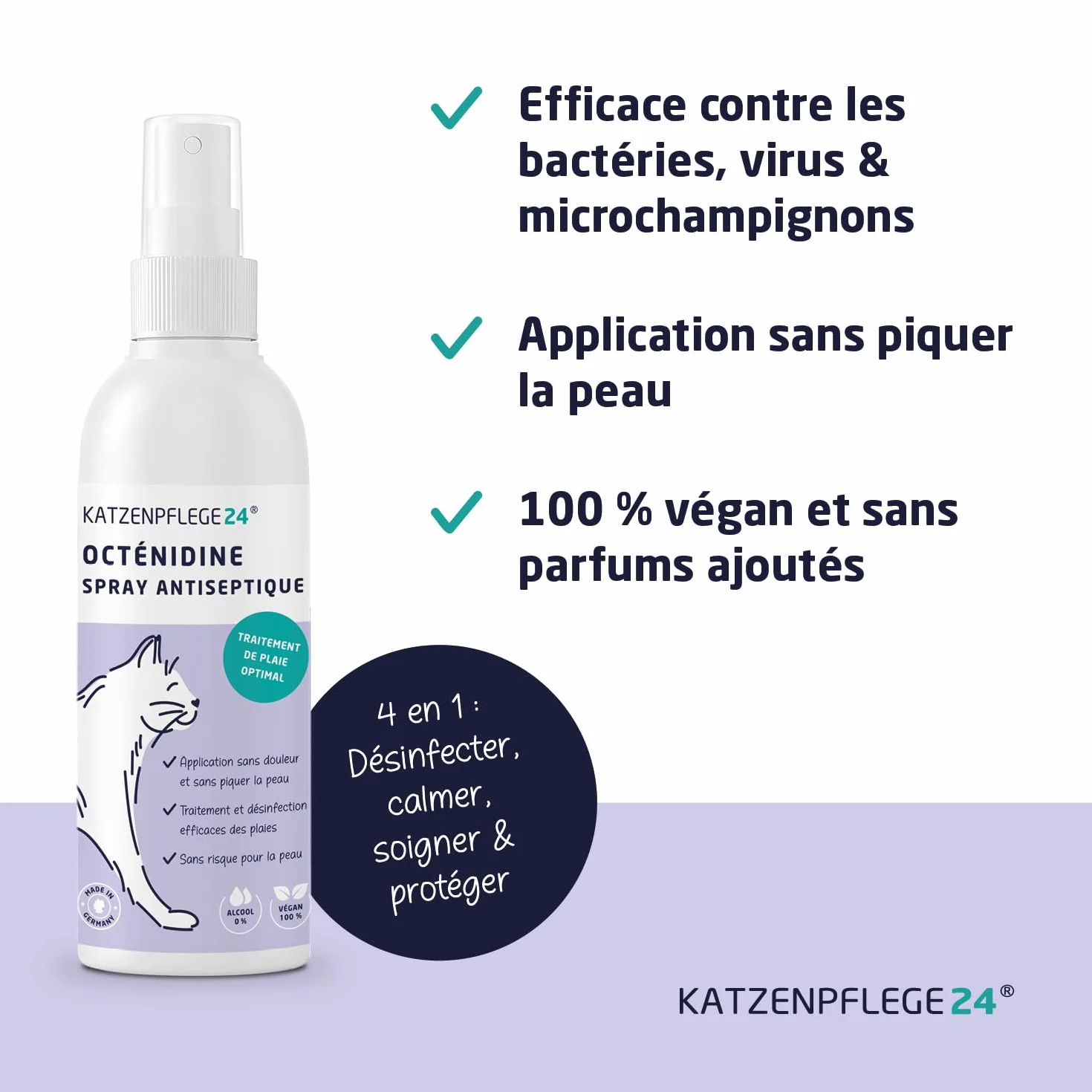 Spray antiseptique et cicatrisant octénidine chat 125 ml désinfecte apaise soigne protège plaies sans piquer