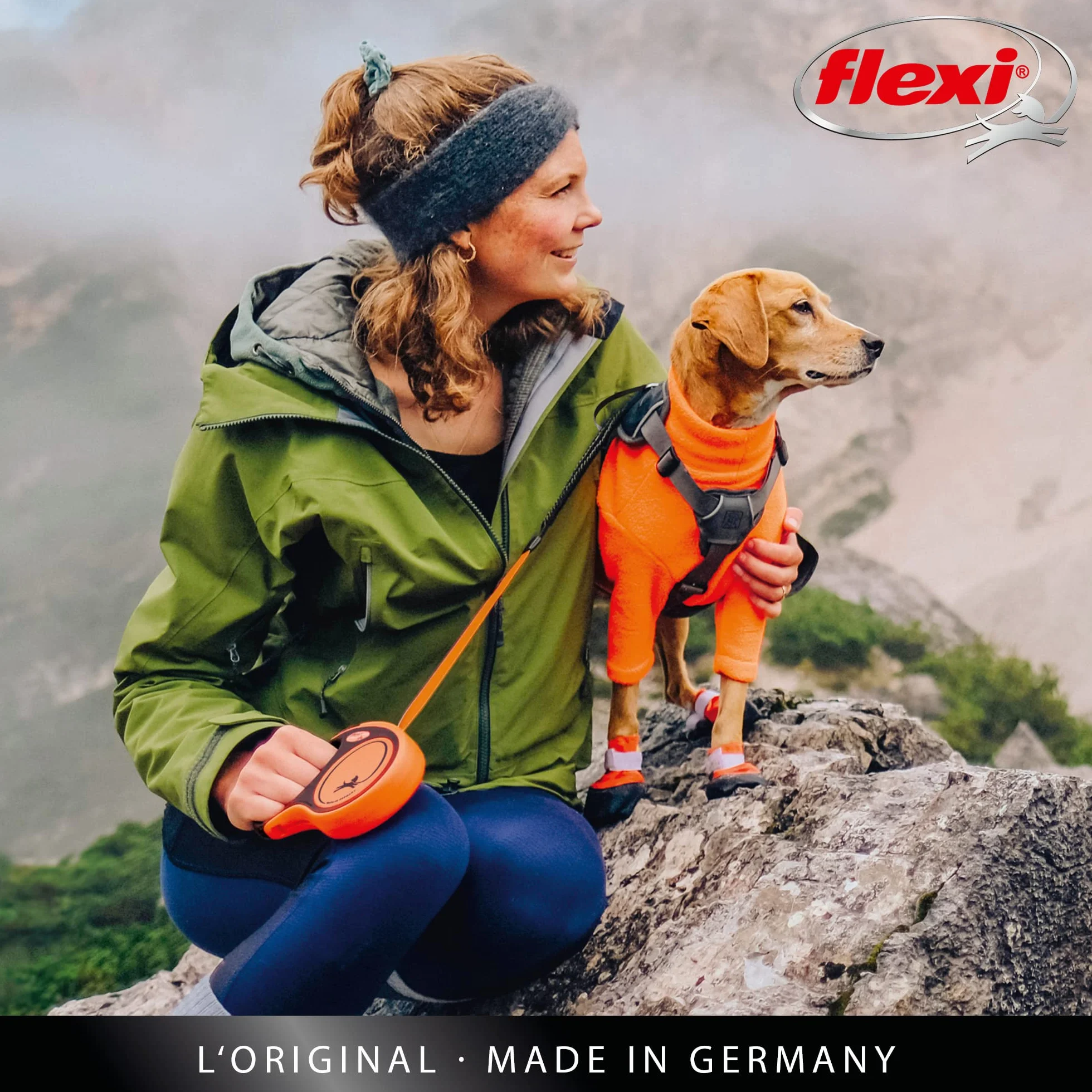 Flexi® Xtreme L Laisse rétractable à Sangle renforcée 8 m pour Chiens 55 kg Orange Soft Stop
