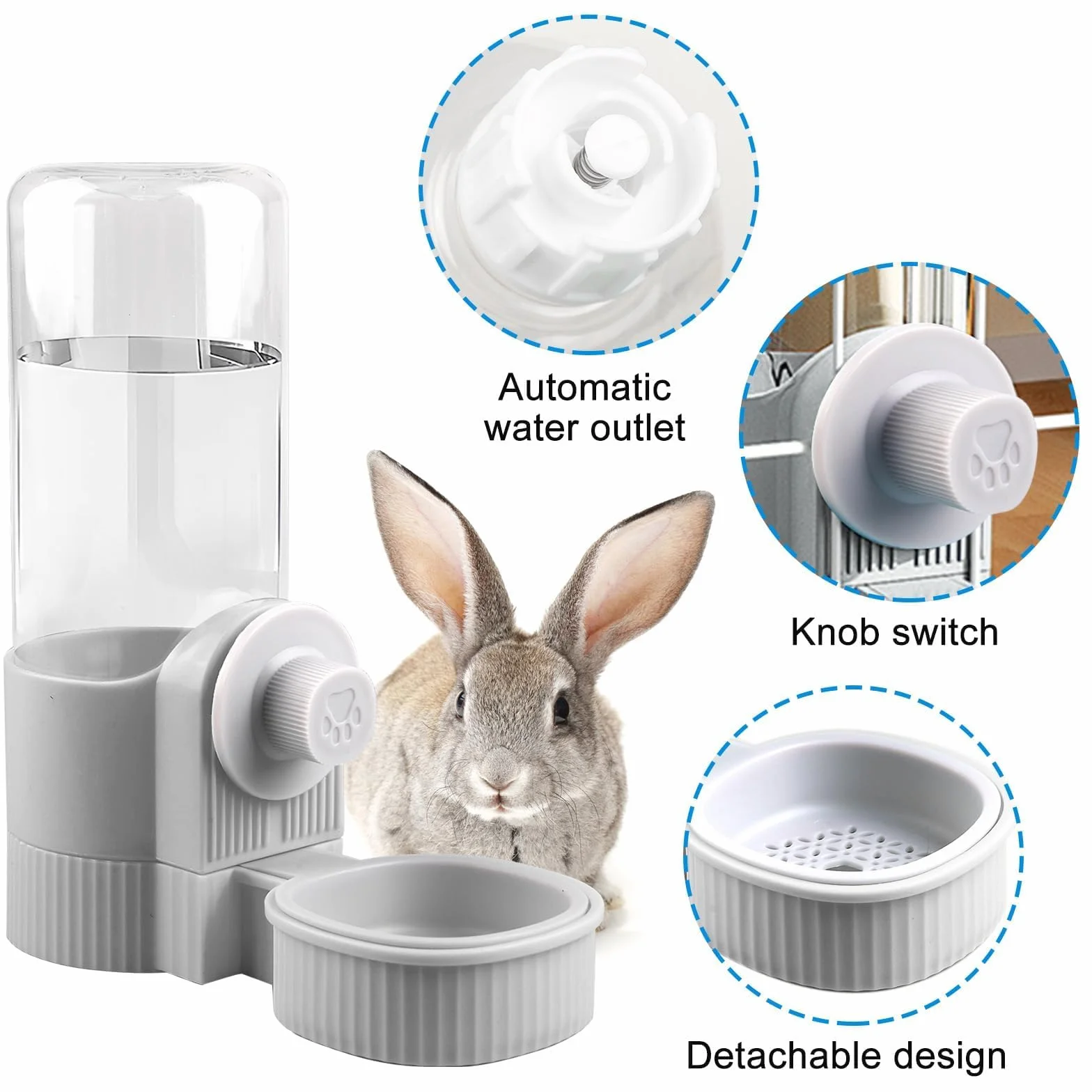 Distributeur d'eau Automatique pour Lapin 1200 ML 2 pcs Abreuvoir Alimentateur