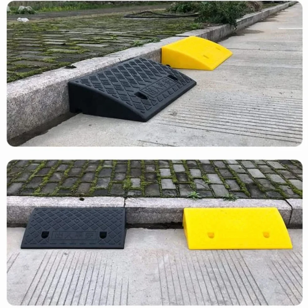 Rampe De Trottoir En Caoutchouc - Pour Marche Hauteur 5-13 Cm, Bordure Pour Trottoirs, Voitures, Camions, Accès, Vélos, Motos, Chiens, Fauteuils Roulants (Noir, 50*27*7cm)