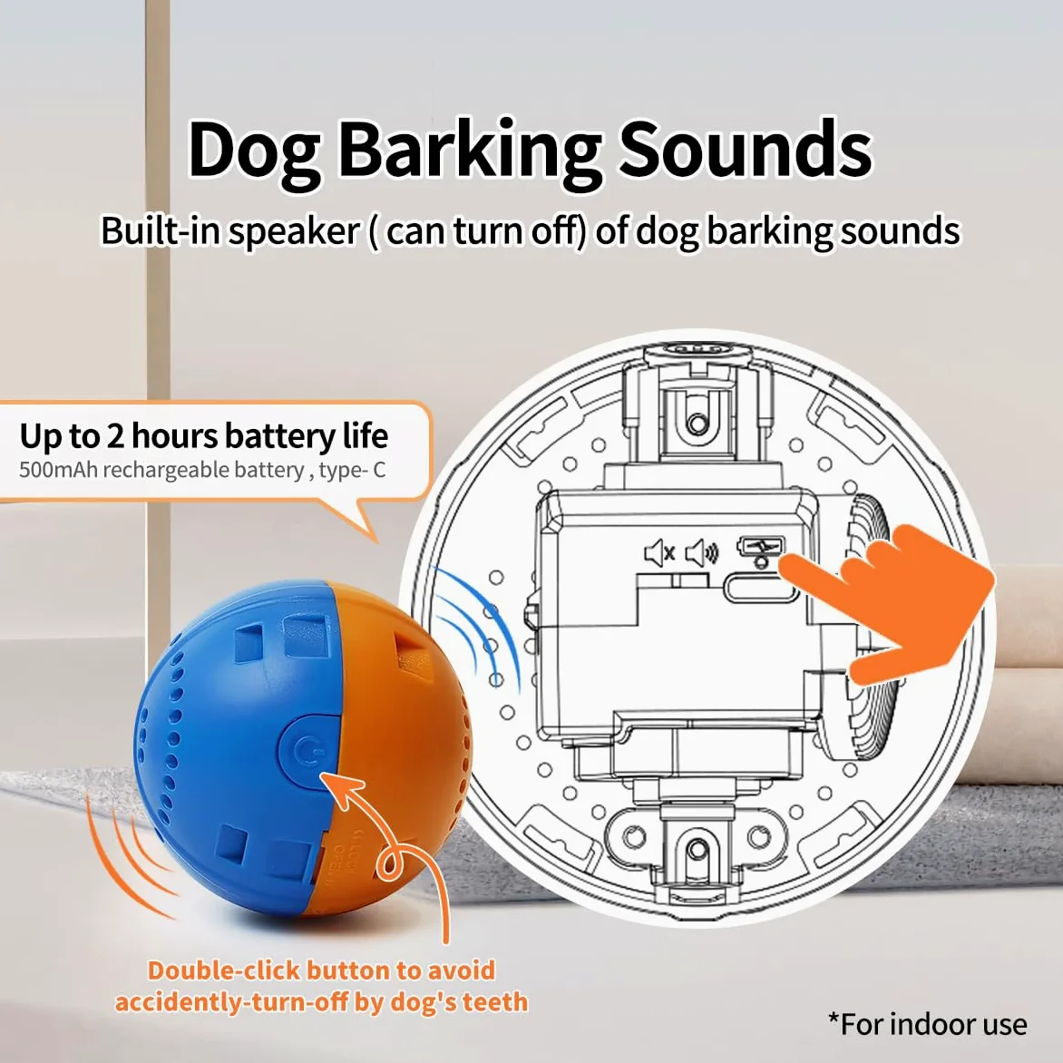 Jouet interactif pour chien, jouet couineur en peluche pour les garder occupés, jeu autonome avec balle vibrante et rebondissante rechargeable pour chiens de petite/moyenne taille - Hérisson