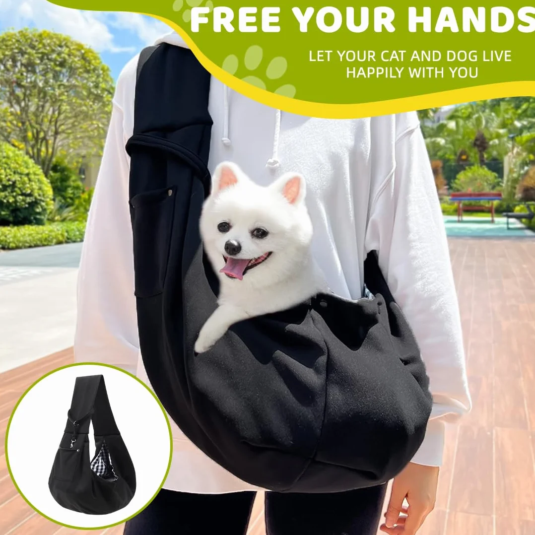 Sac de Transport pour Chien Chat Réglable Bandoulière Mains Libres Extérieur Voyages Jusqu'à 7,5 kg