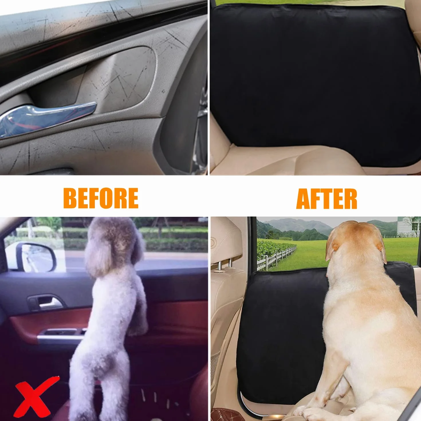 Couverture de Protecteur de Chien pour Porte de Voiture Housse de Protection pour Chien Animaux Réglable, Protection de Porte de Voiture Imperméable Couverture de Véhicule Chiot Voyager (Noir)