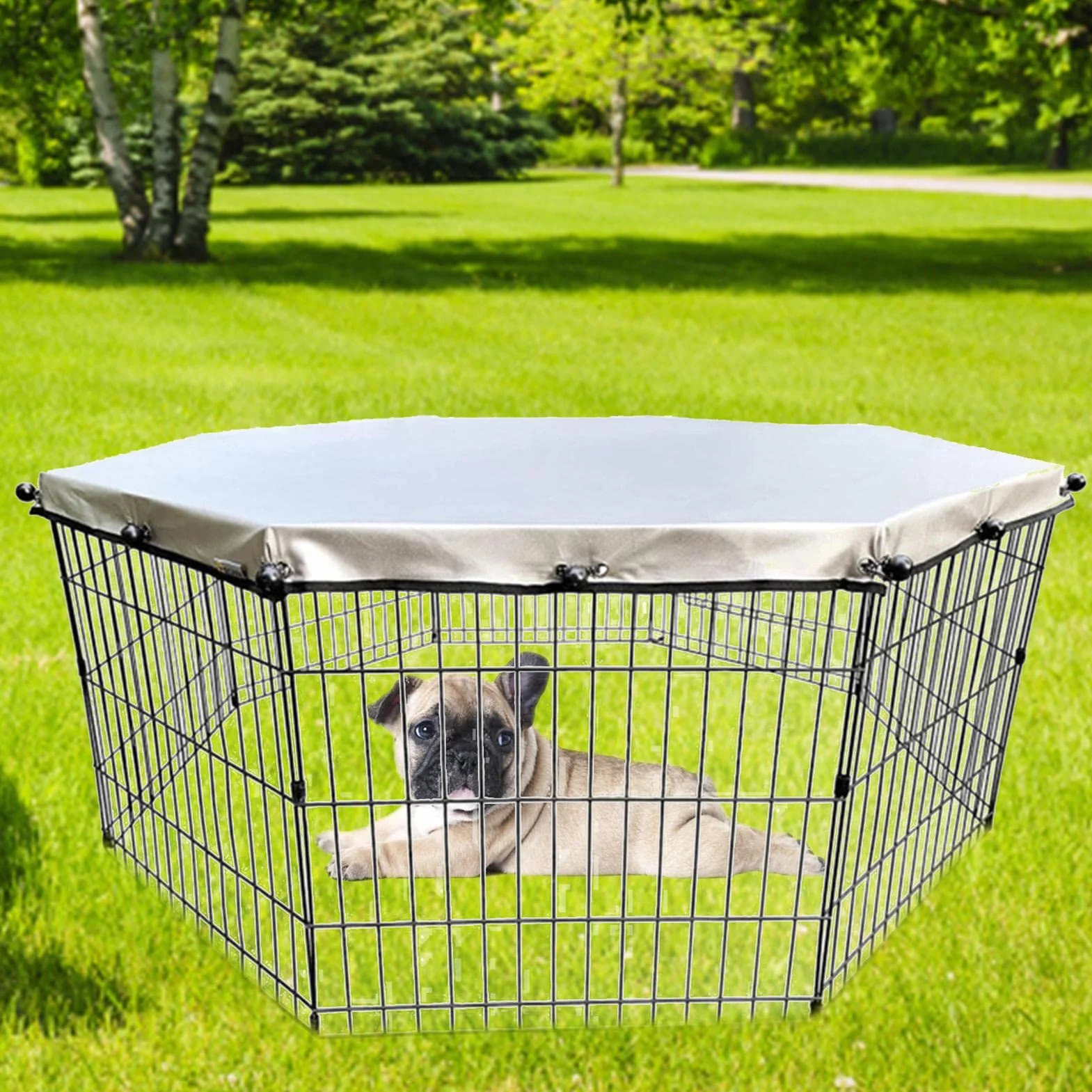 Parc pour chien Teksome Housse supérieure résistante au soleil et à la pluie Tissu maillé pliable lavable
