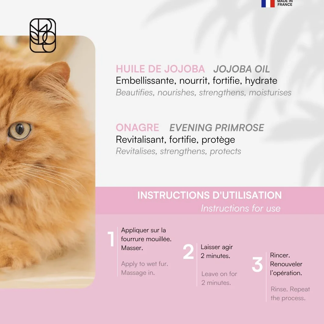 Biogance Shampooing Poils Longs 150 ML pour Chat Huile de Jojoba