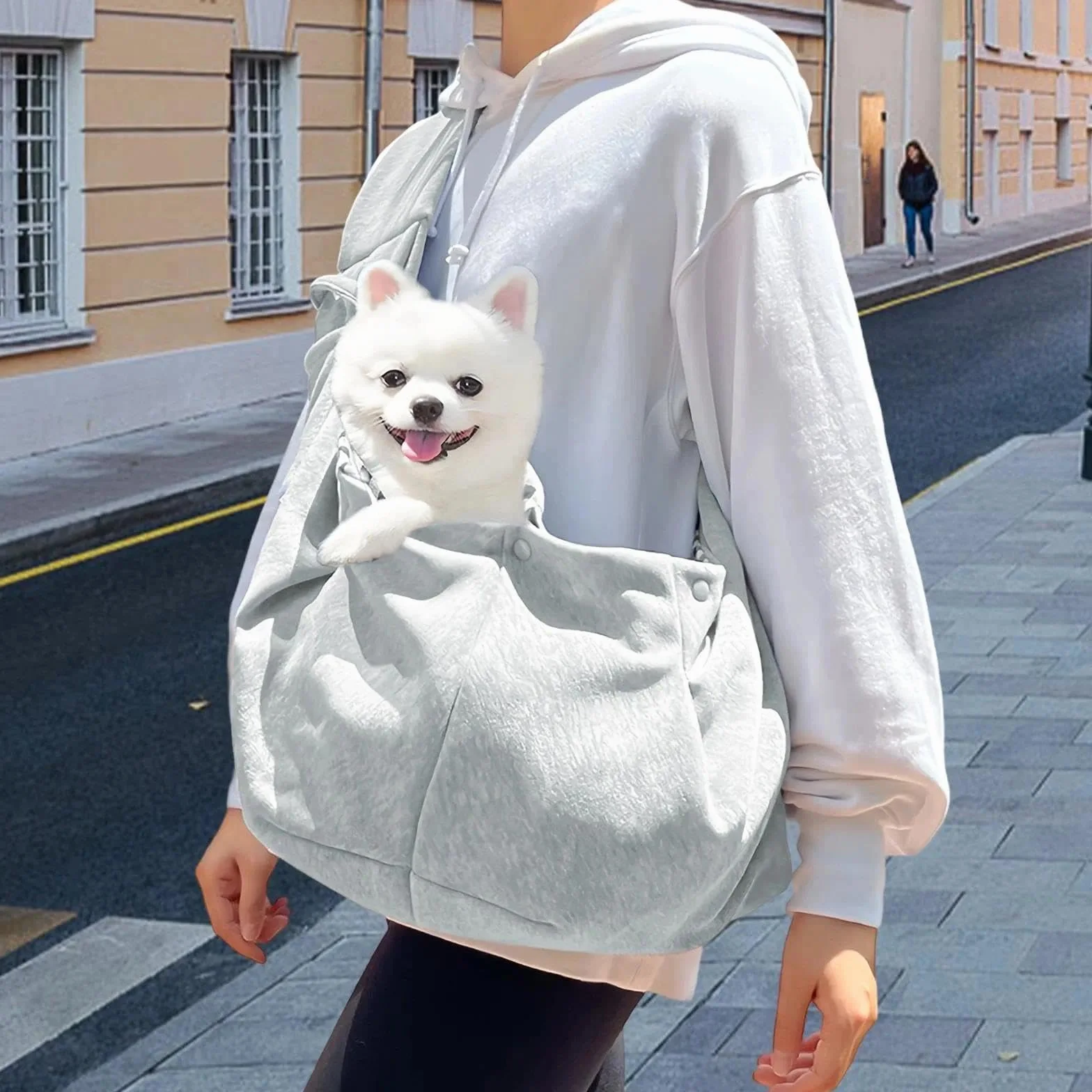 Écharpe de Transport pour Chien 7.5 kg Gris Sac à bandoulière pour Petits Chiens et Chats Aide à Porter Respirante