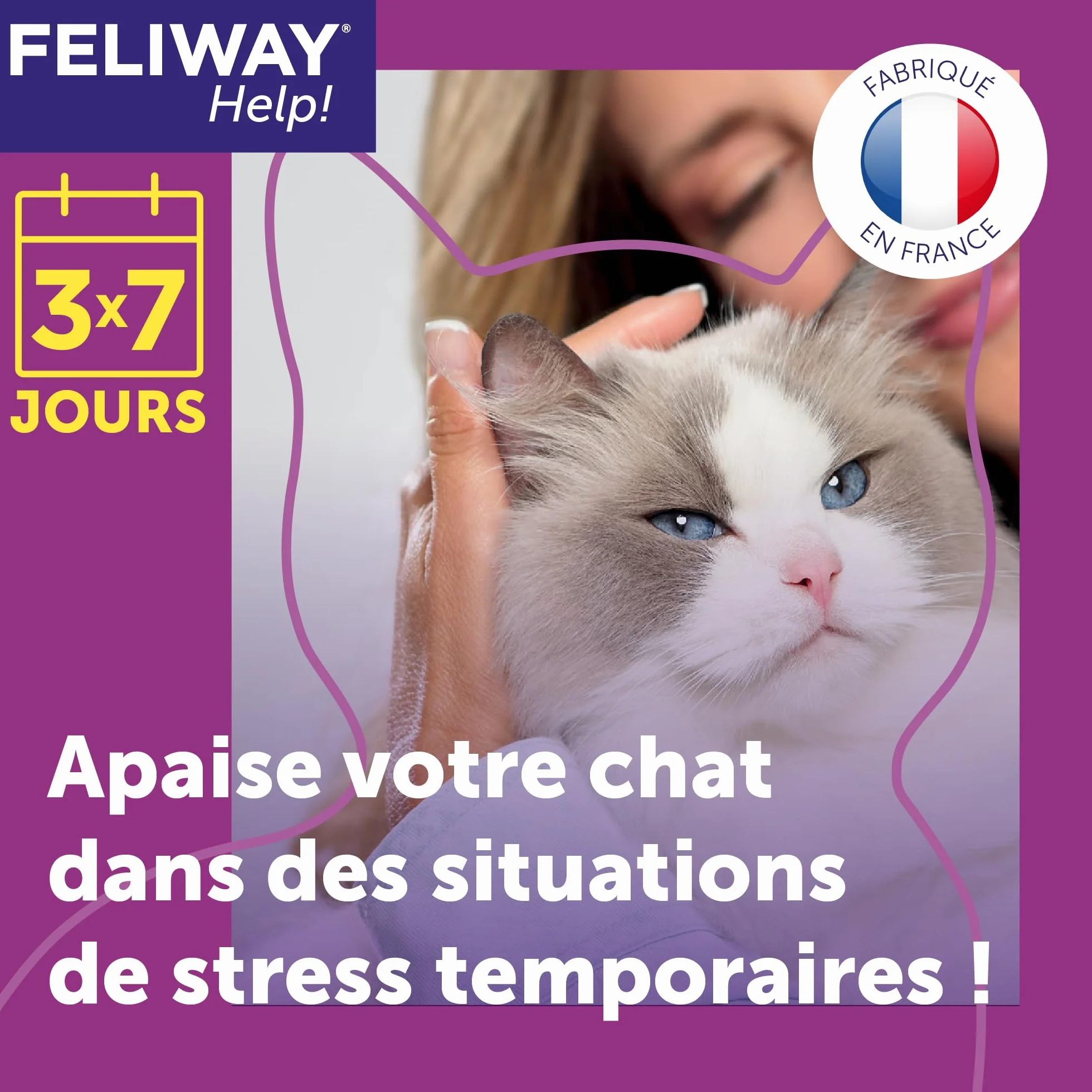 FELIWAY Help! Anti-Stress pour Chat Pack économique 3 Cartouches